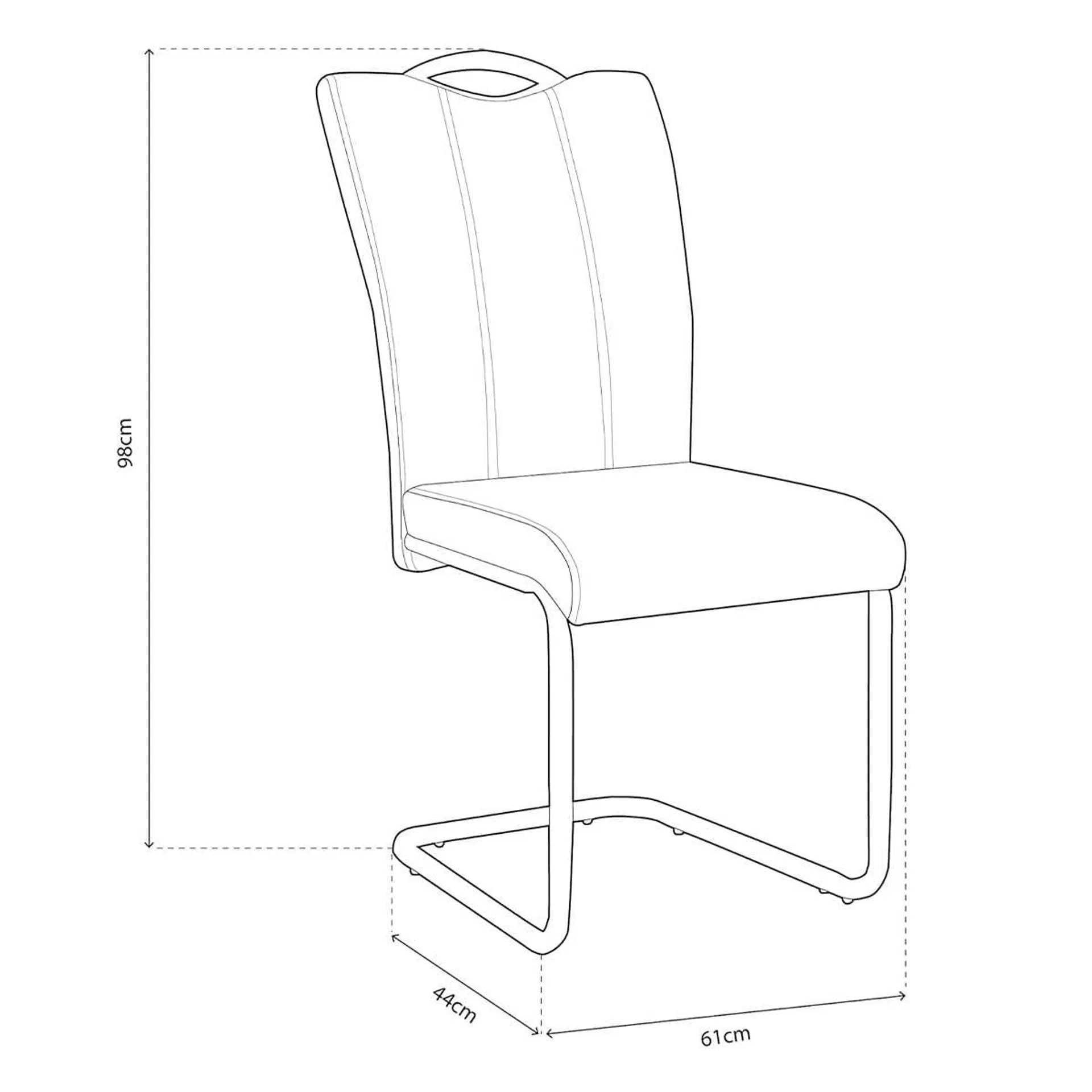 Silla de comedor Austria patas metálicas 98x44x61 cm