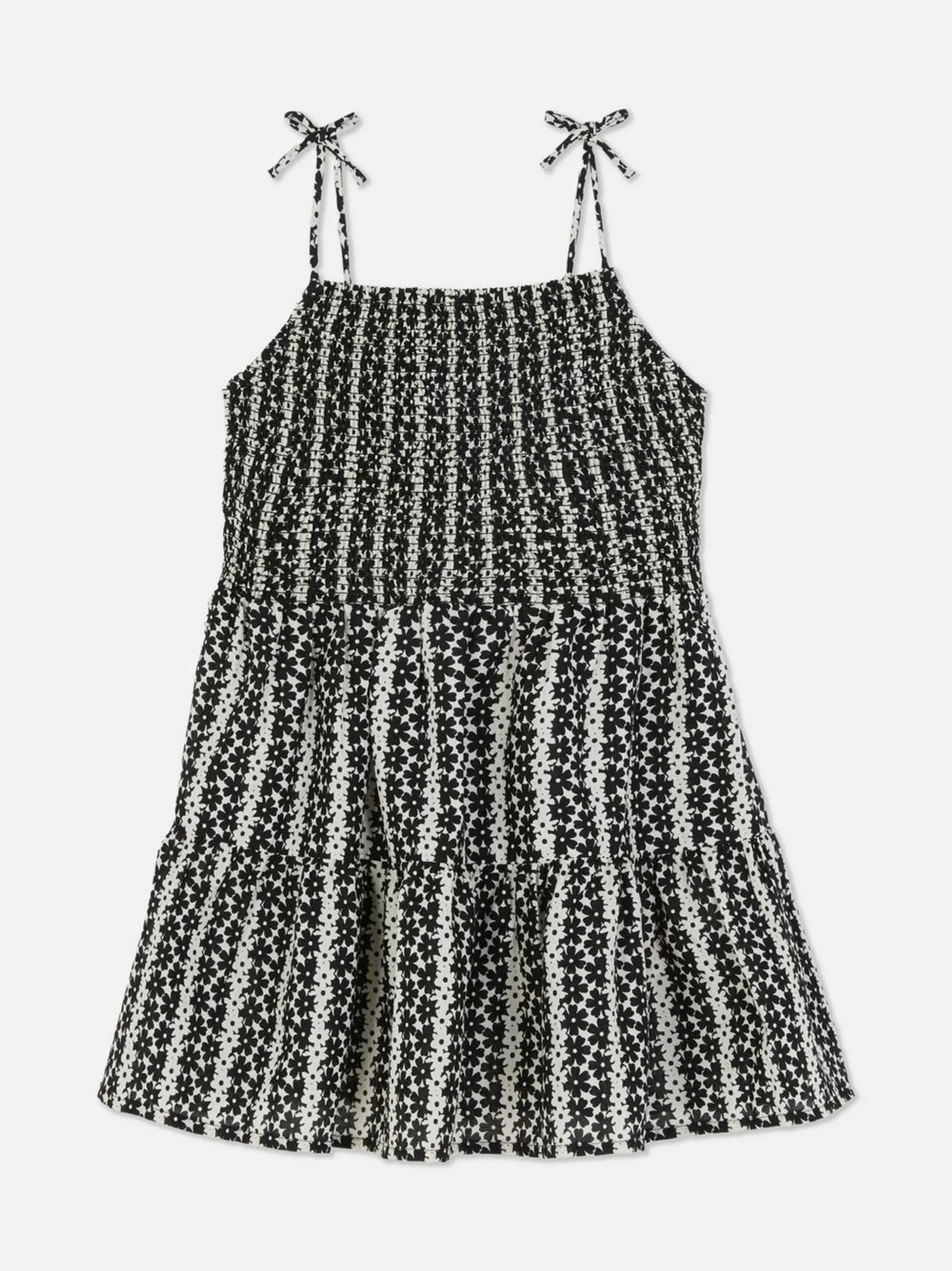 Vestido escalonado con estampado floral