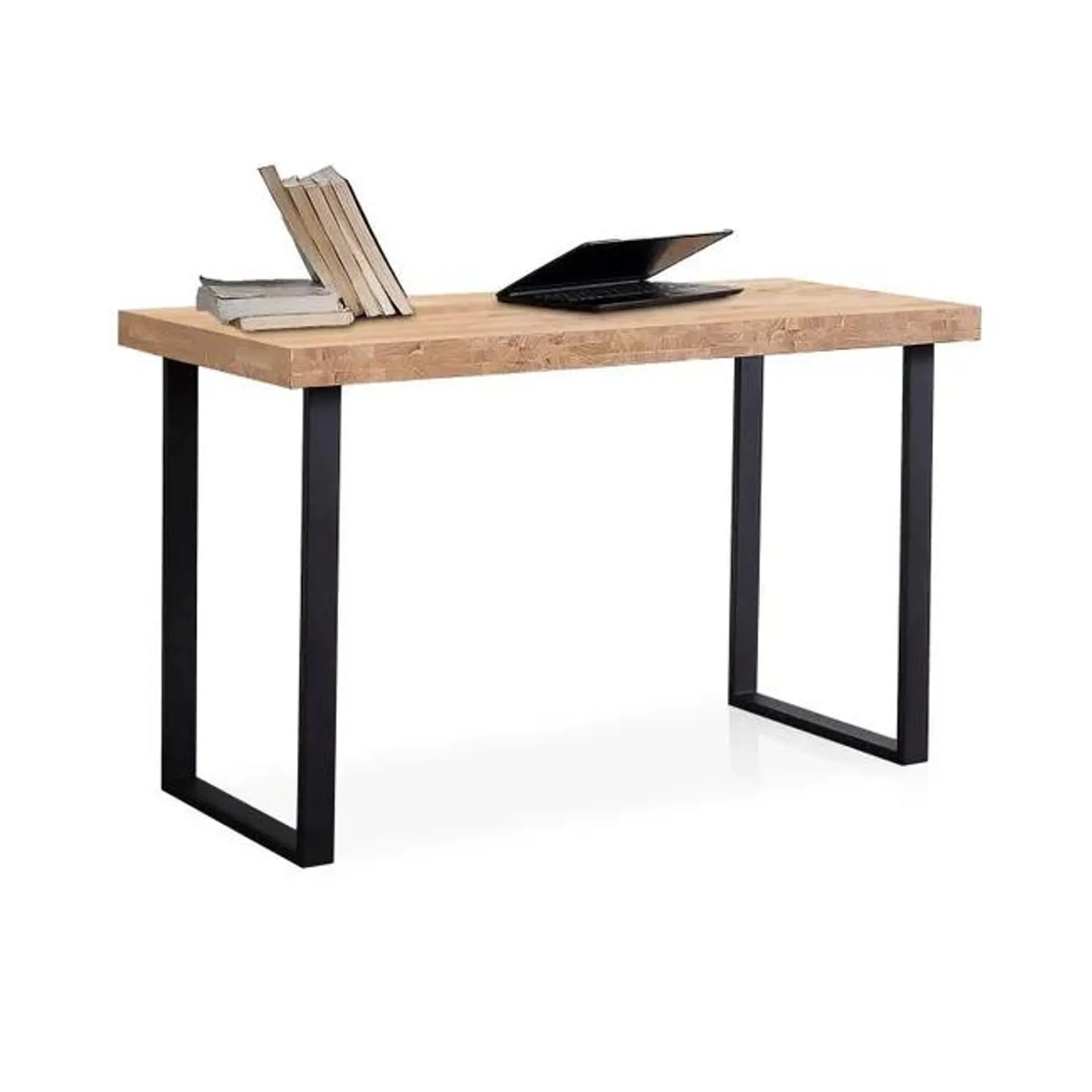 Mesa de estudio Natural Roble salvaje - Negro 120 cm