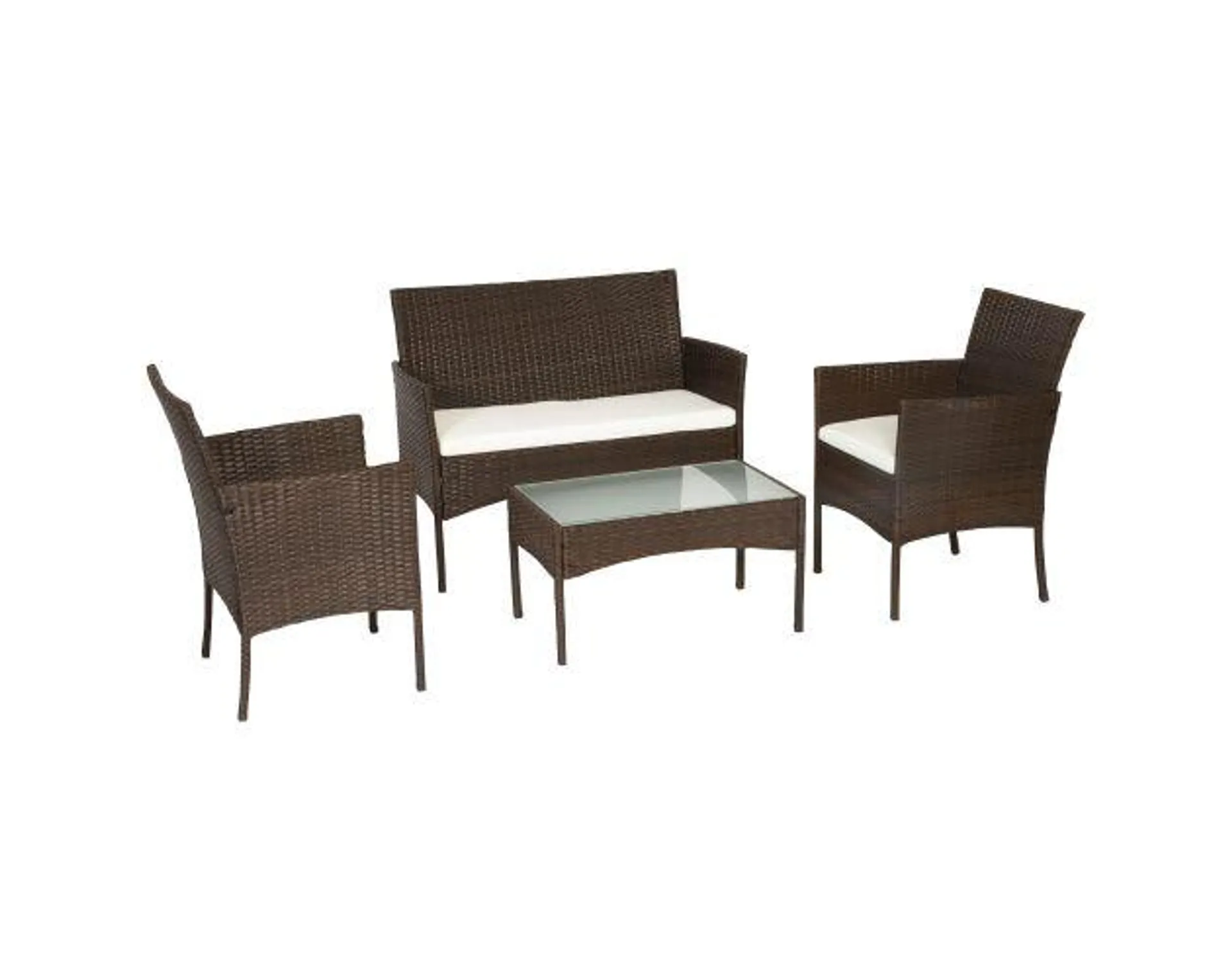 Conjunto de jardín cordoba resina trenzada marrón 4 plazas - cojines beige