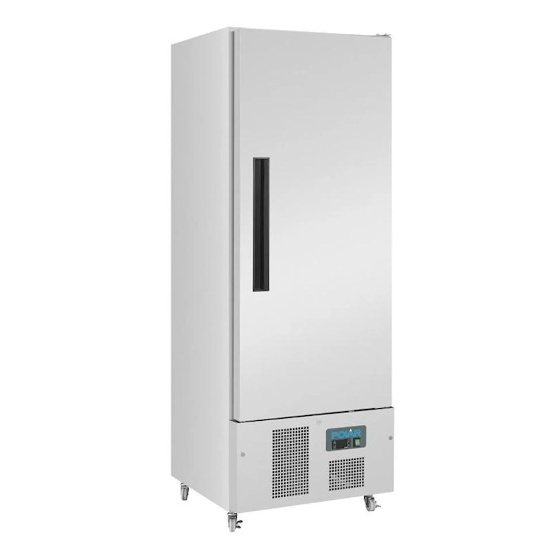 Congelador de 1 puerta, Slimline, acero inoxidable, refrigeración por aire, con cerradura, Polar 440L G591