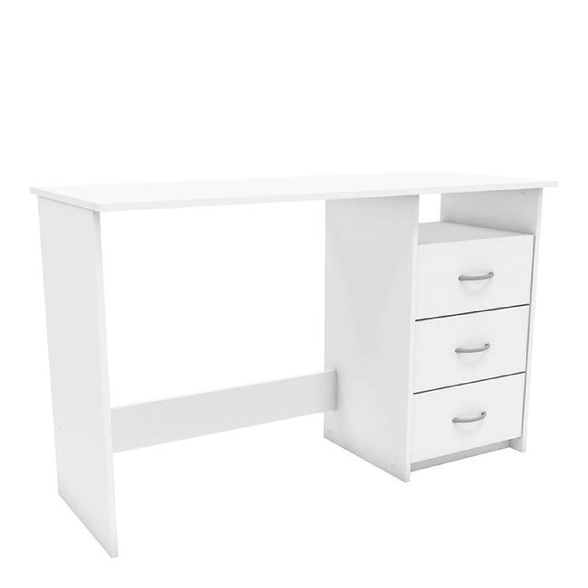 Escritorio Juvenil con Cajones y Hueco en Color Blanco 123 cm