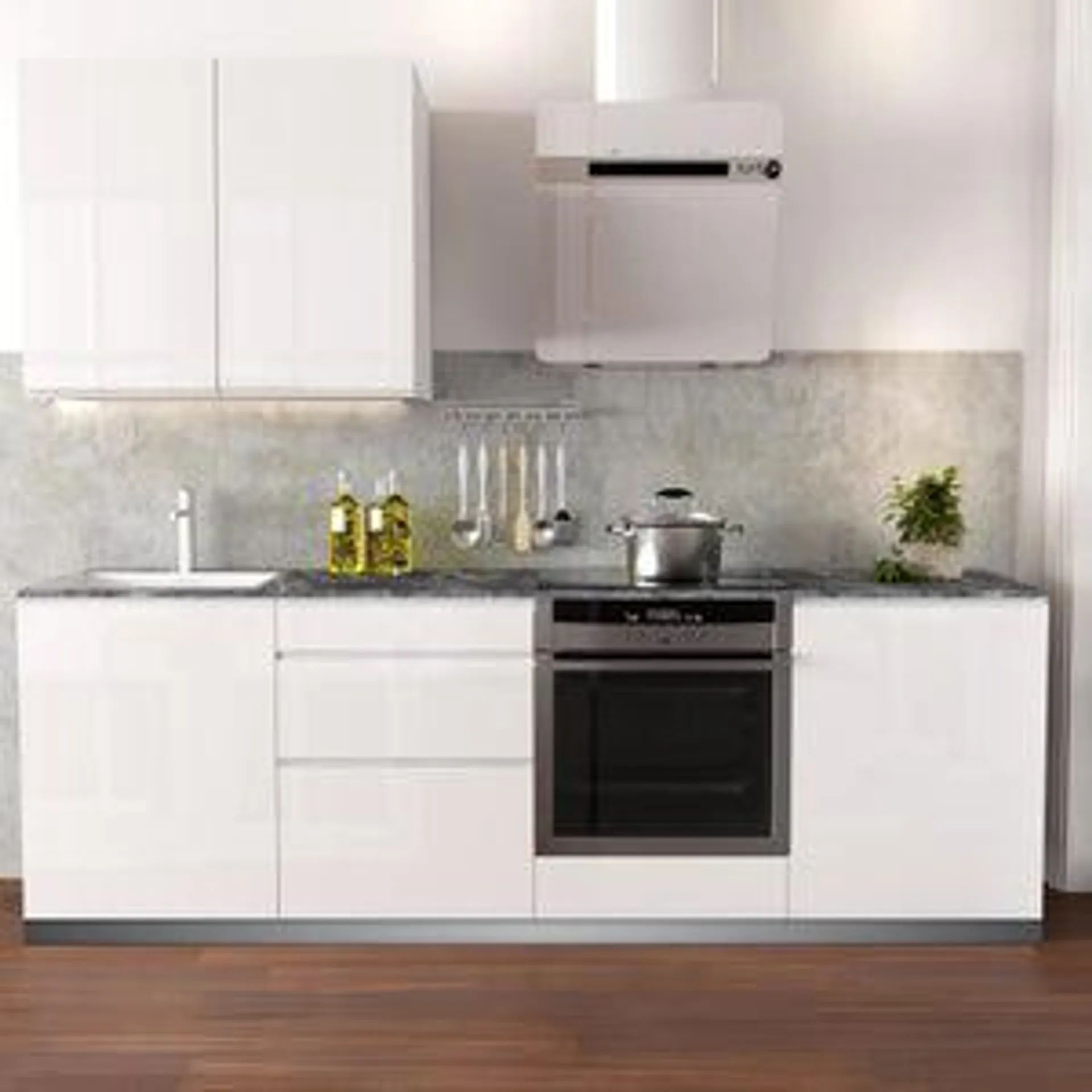 Cocina en kit DELINIA ID con altos TOKIO blanco brillo 2.40 m