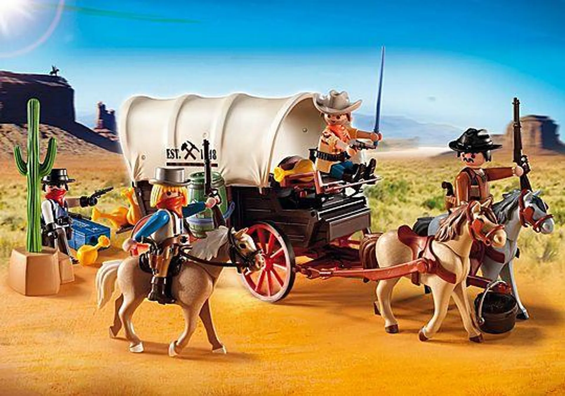 Chariot avec cow-boys et bandits