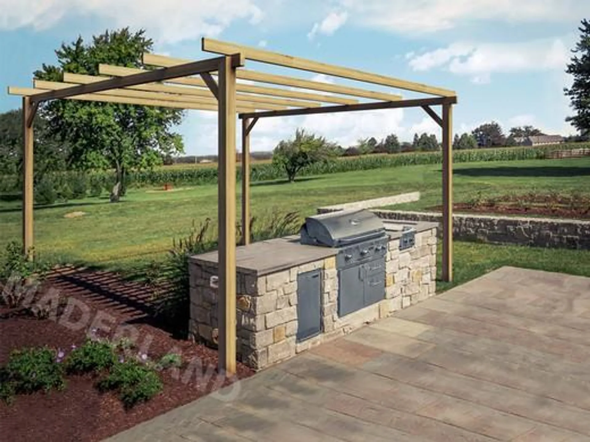 Pérgola madera maciza de pino nórdico con tratamiento al autoclave IV, altura 251 cm