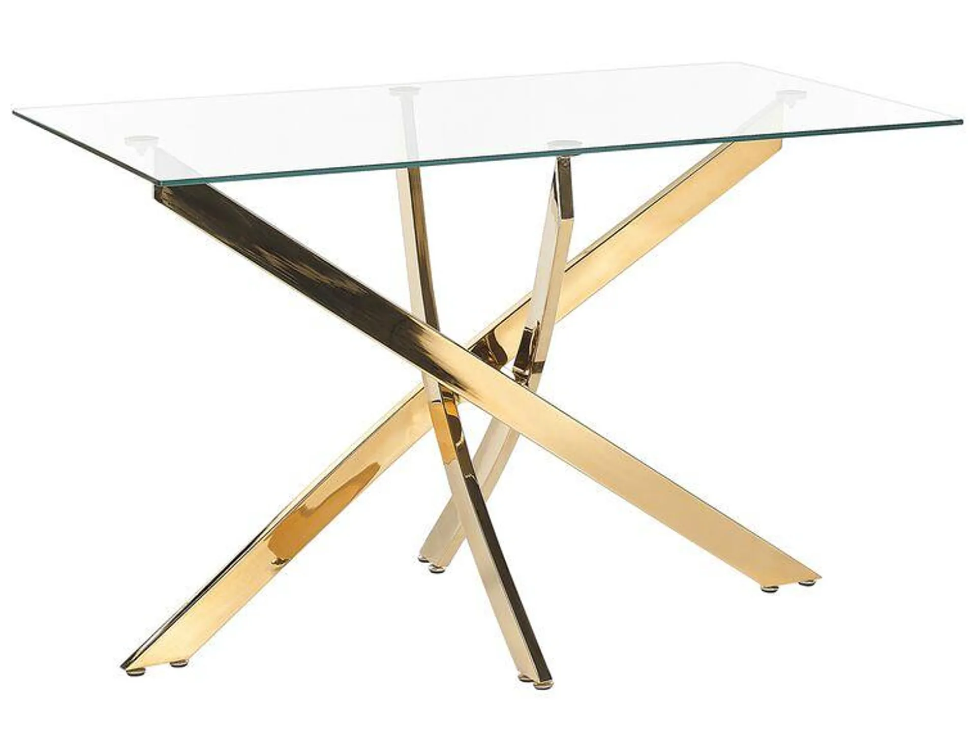 Mesa de comedor de vidrio templado transparente/dorado 120 x 70 cm MARAMO