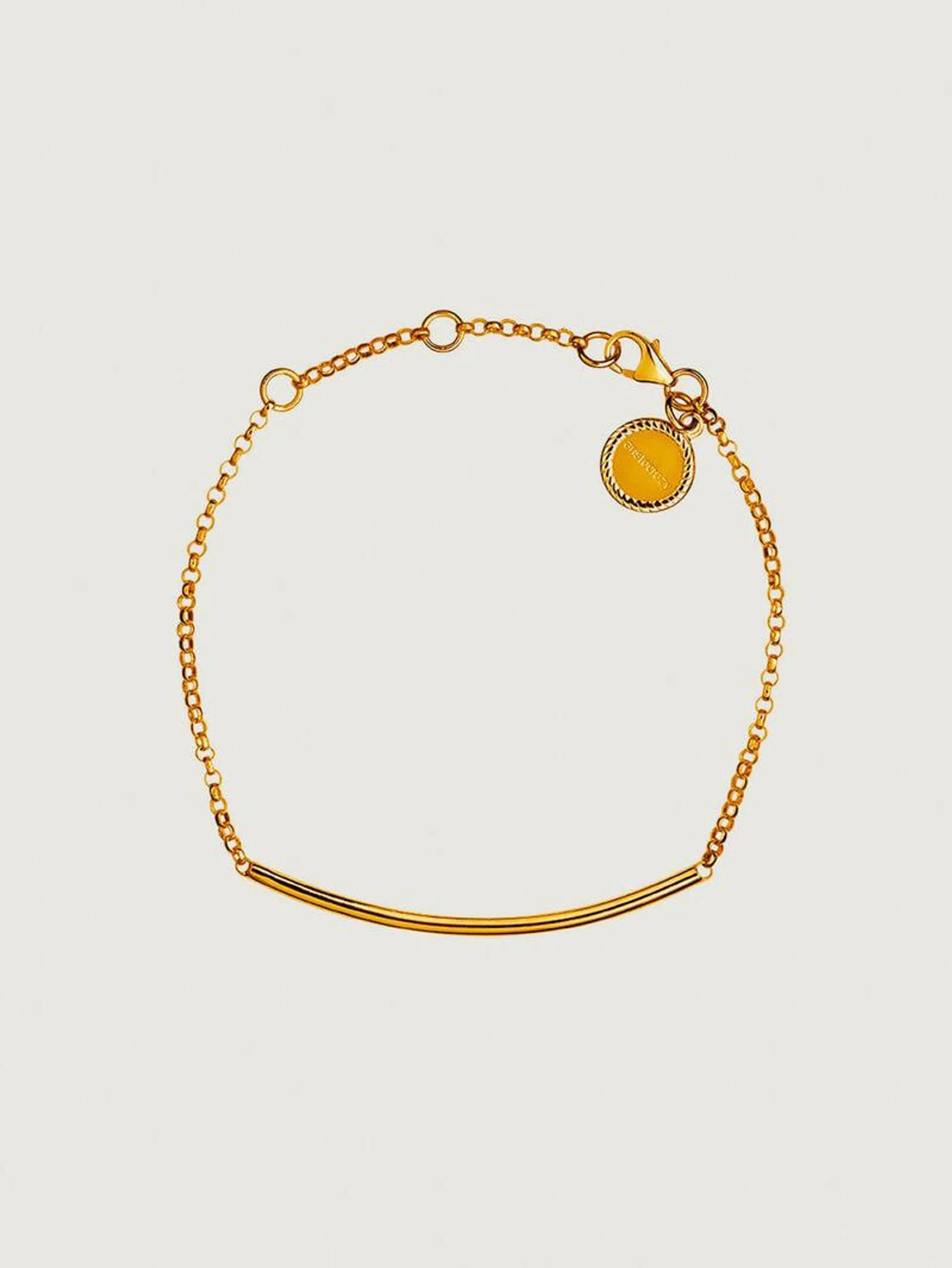 Pulsera de plata 925 bañada en oro amarillo de 18K con forma de tubo