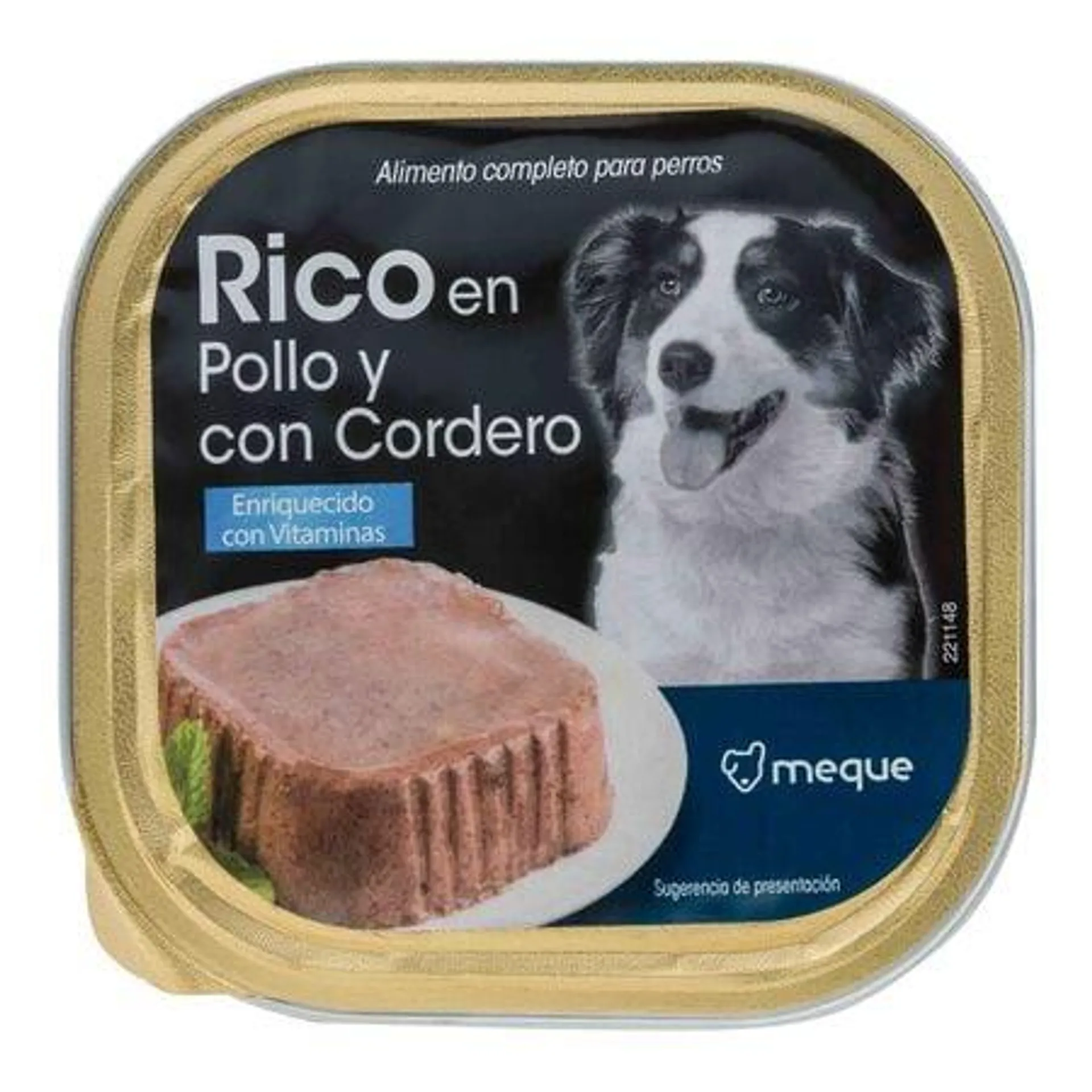 Comida húmeda perro Meque rico en pollo con cordero 300g