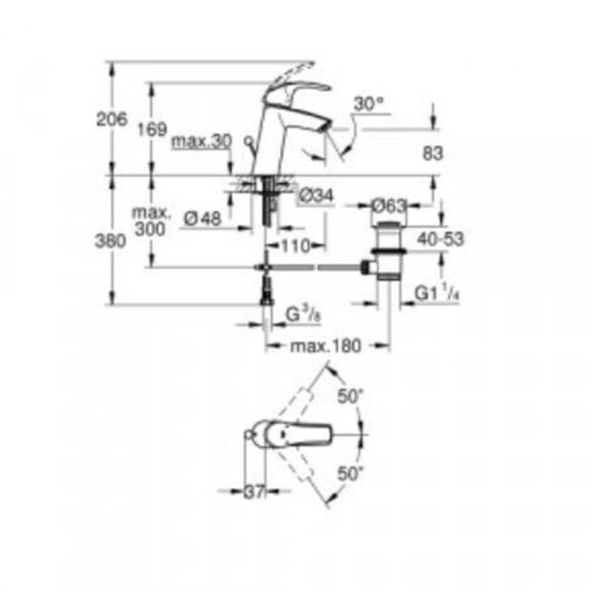 Mezclador de lavabo GROHE Eurosmart tamaÃ±o M