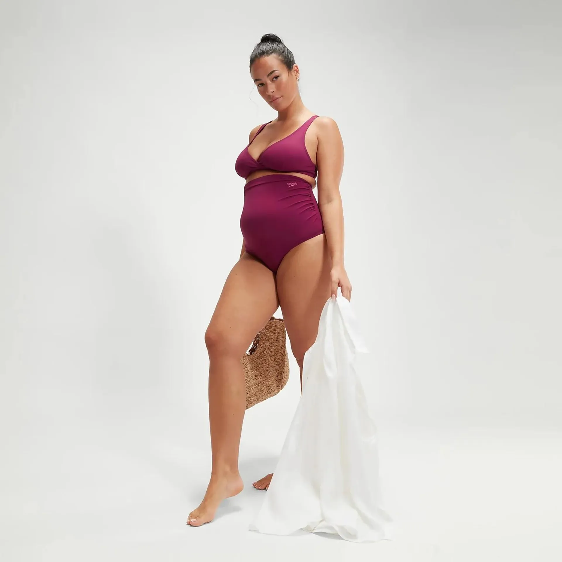 Bikini premamá de talle alto para mujer, mora