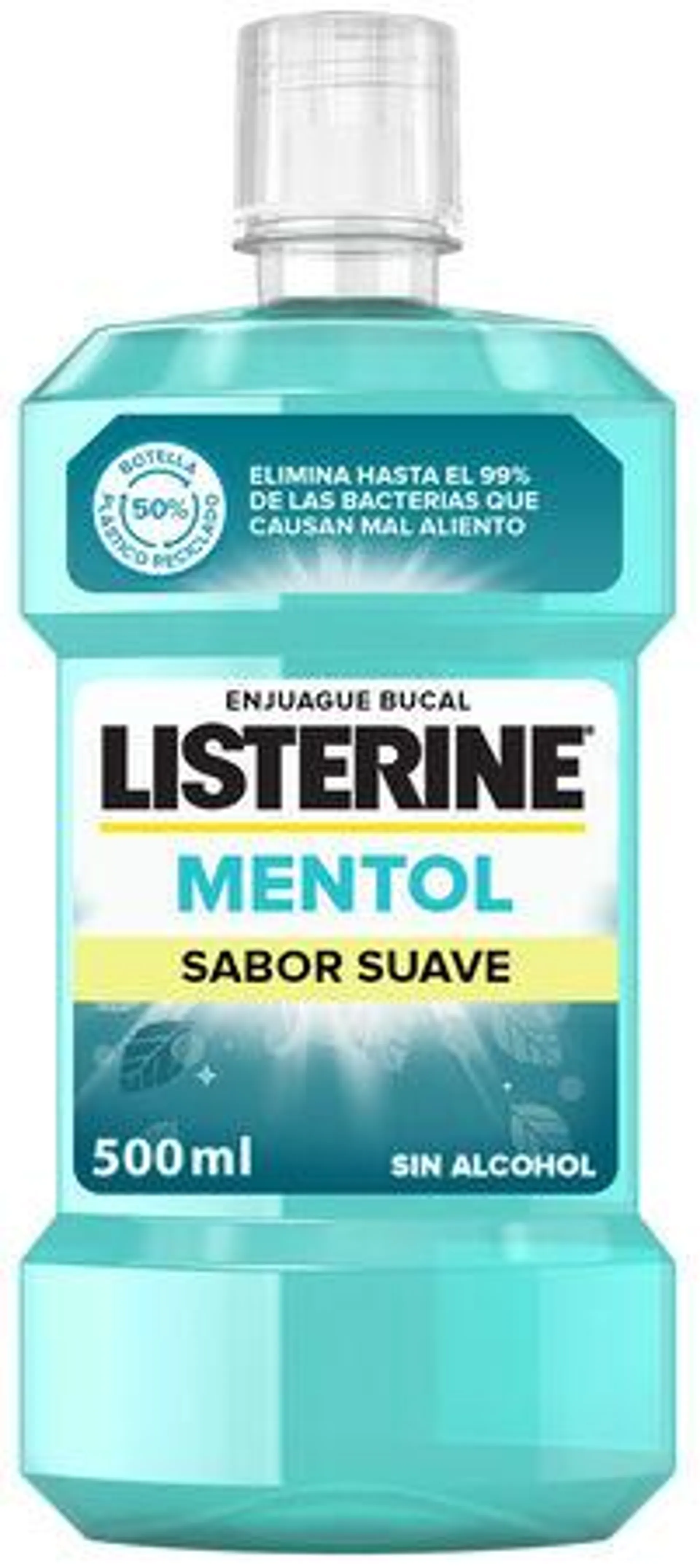 Enjuague bucal sin alcohol suave Listerine 500ml mentol