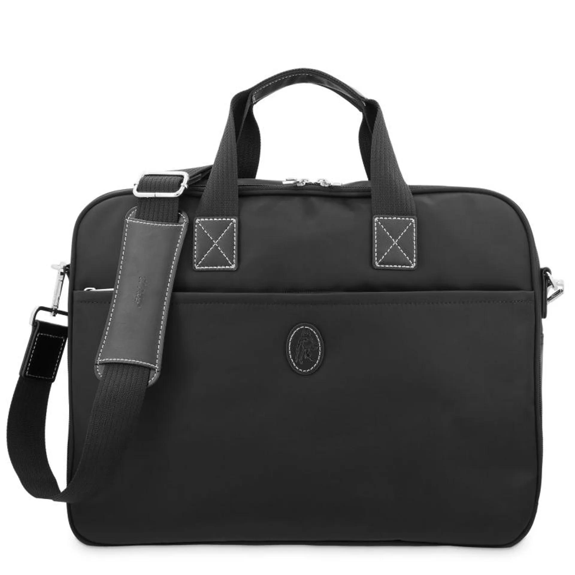 Carpeta bolso unisex en lona negro y piel vacuno color negro-Paris