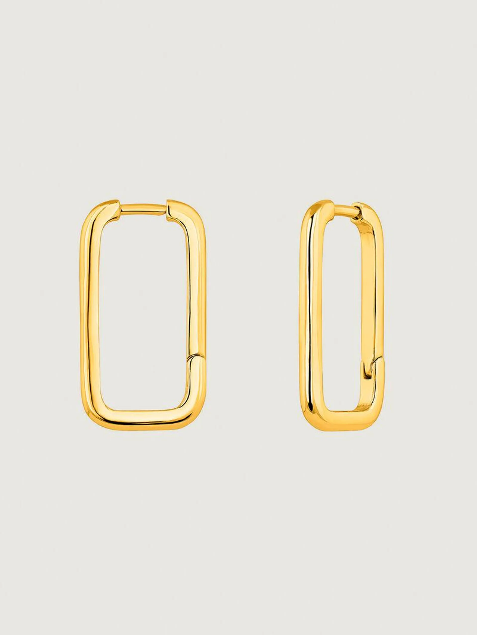 Pendientes rectangulares de plata 925 bañada en oro amarillo de 18K