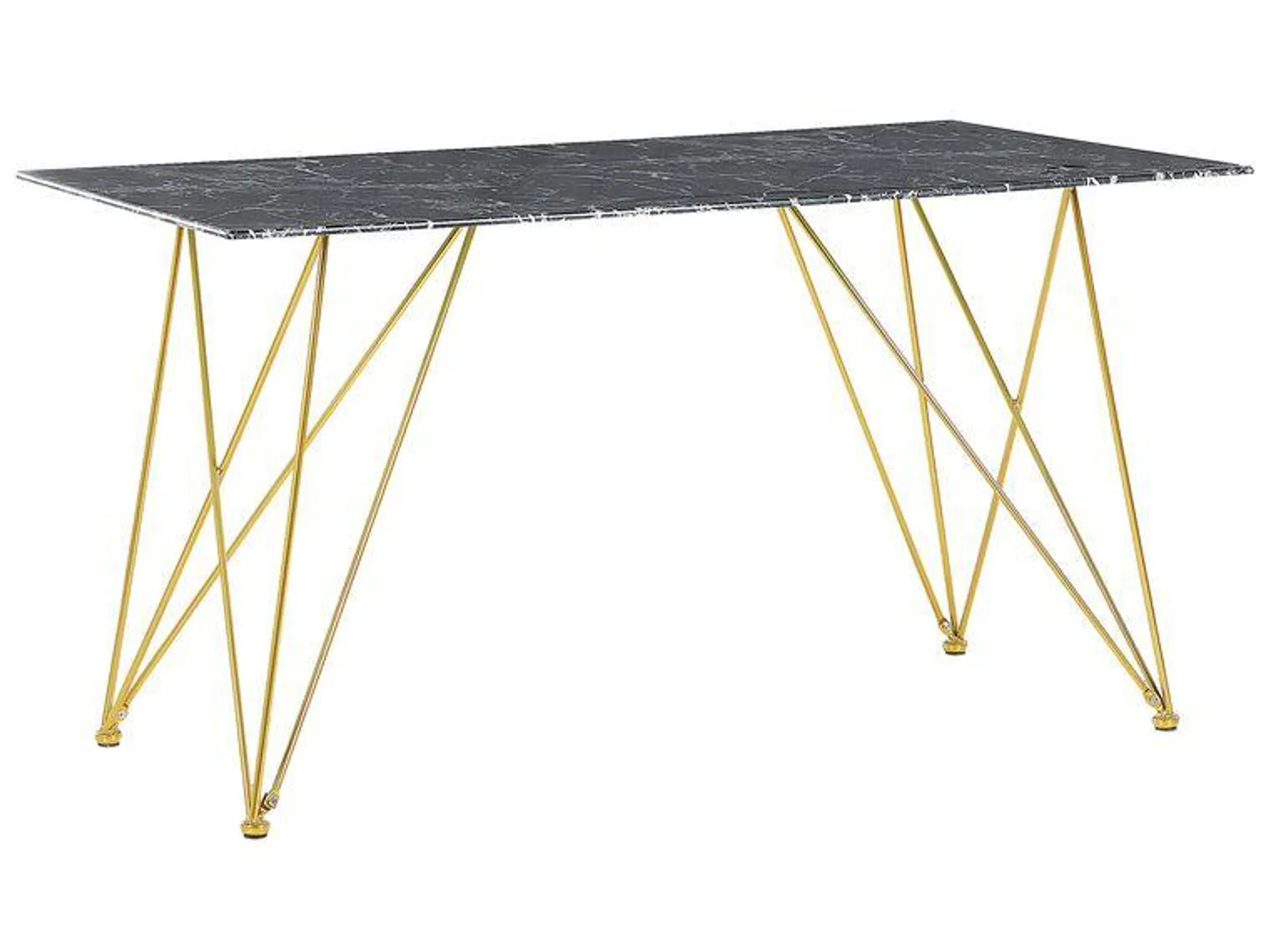 Mesa de comedor de vidrio templado blanco/negro/dorado 140 x 80 cm KENTON