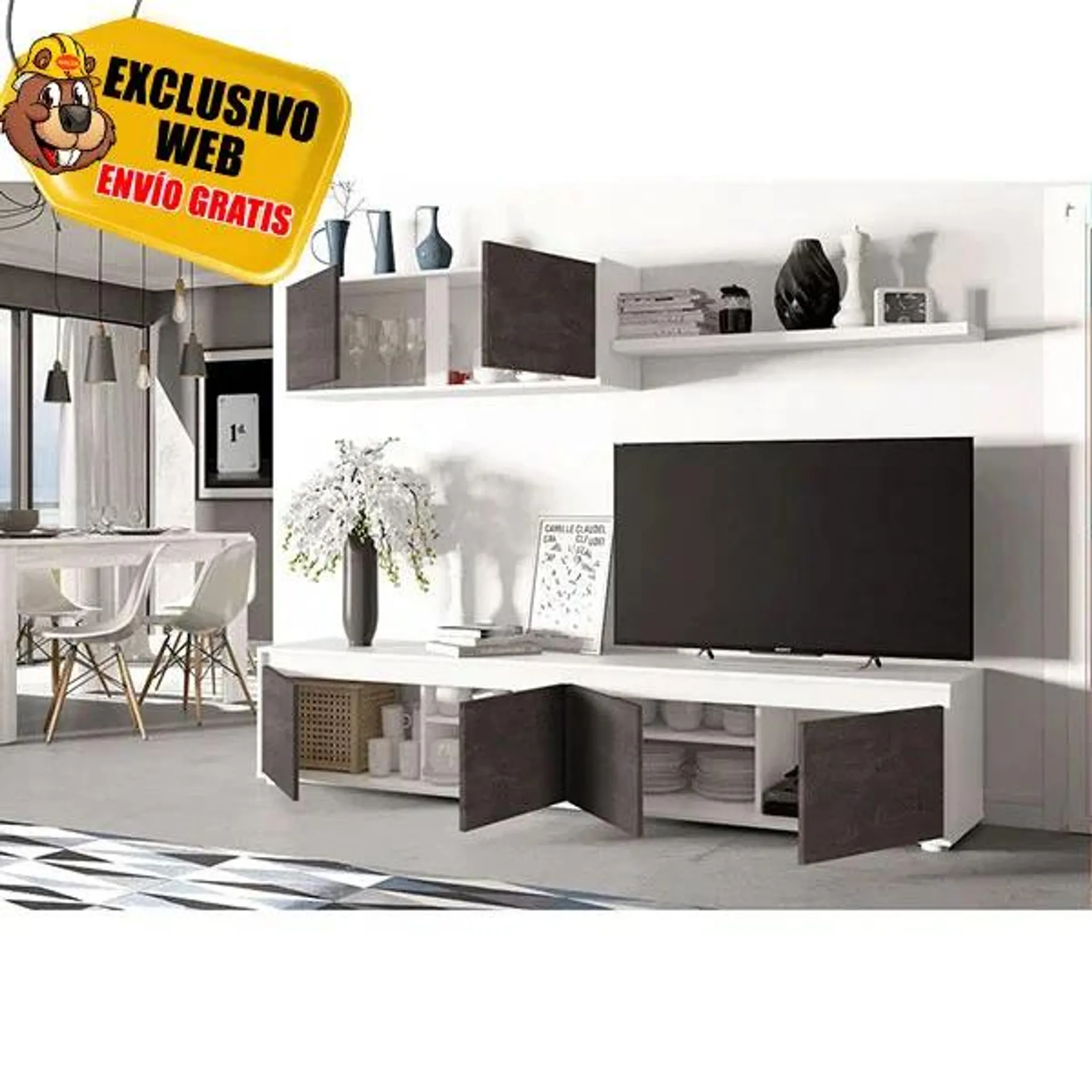 Salón Alida Home Tv blanco Artik-Óxido