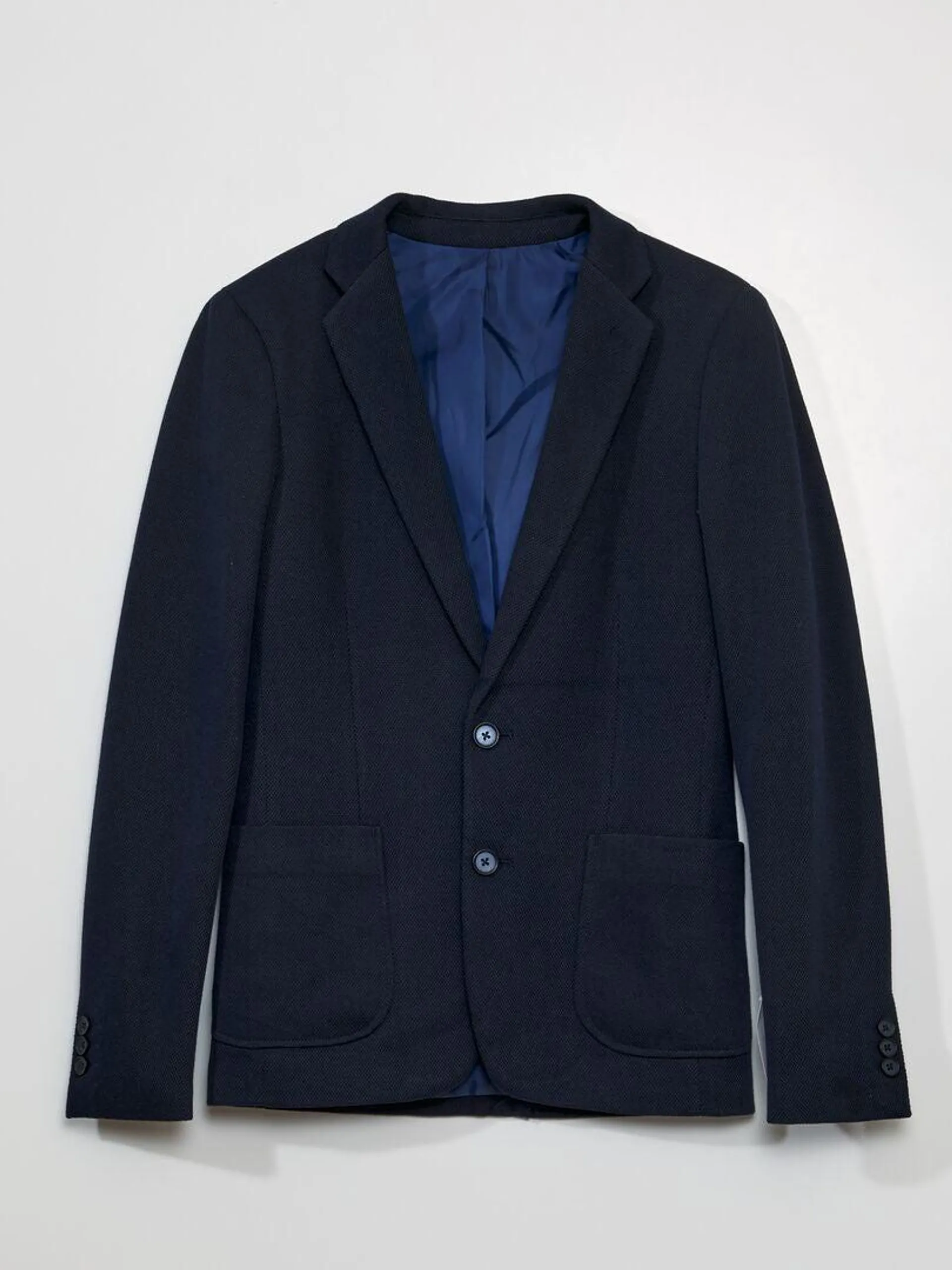 Chaqueta de traje de punto de piqué - AZUL