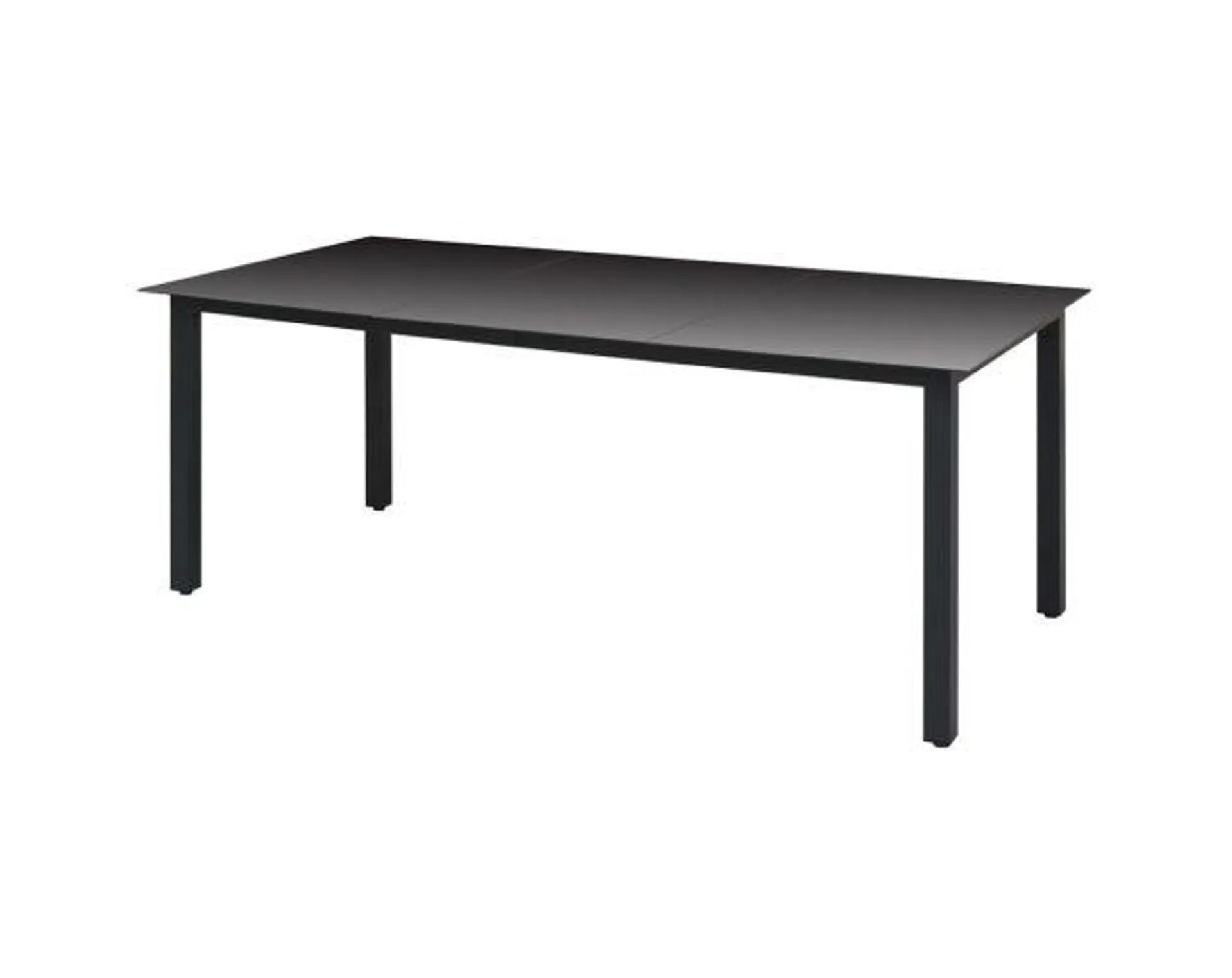 vidaXL mesa de jardín de aluminio y vidrio negra 190x90x74 cm