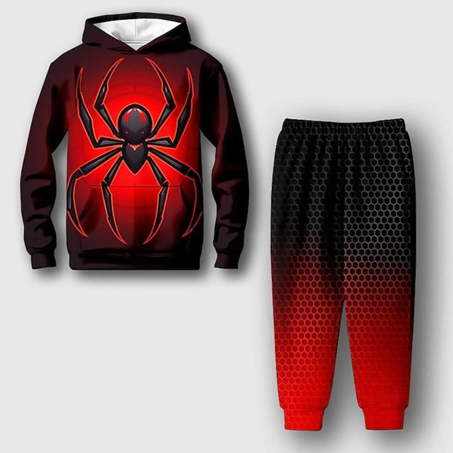 Chico 3D SPIDER Sudadera con capucha y Pantalones Conjunto Manga Larga Impresión 3d Otoño Invierno Activo Moda Fresco Poliéster Niños 3-12 años Exterior Calle Vacaciones Ajuste regular