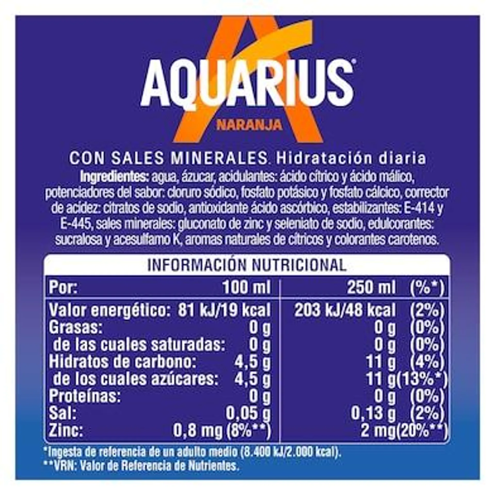 Bebida refrescante de naranja Aquarius botella 1.5 l