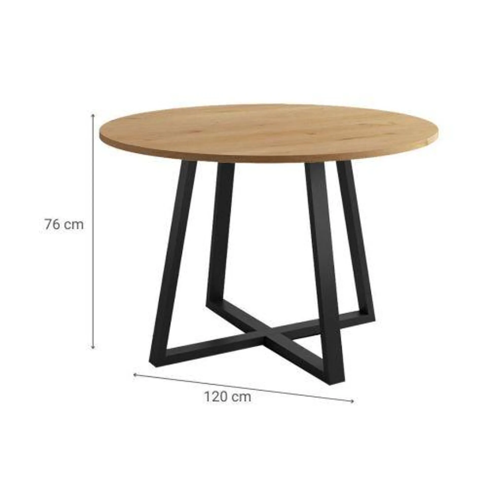 Mesa Lugano Circular 120 cm Estuctura Negra BOGAL CNG049N