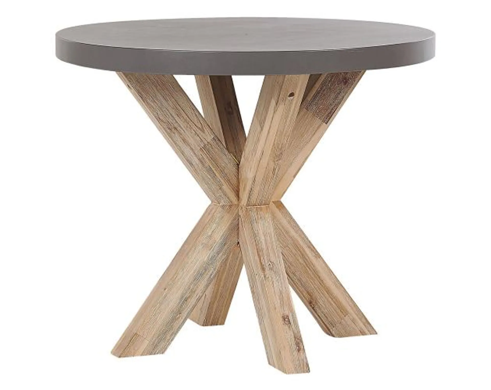 Mesa de jardín de cemento reforzado gris/madera clara ⌀ 90 cm olbia