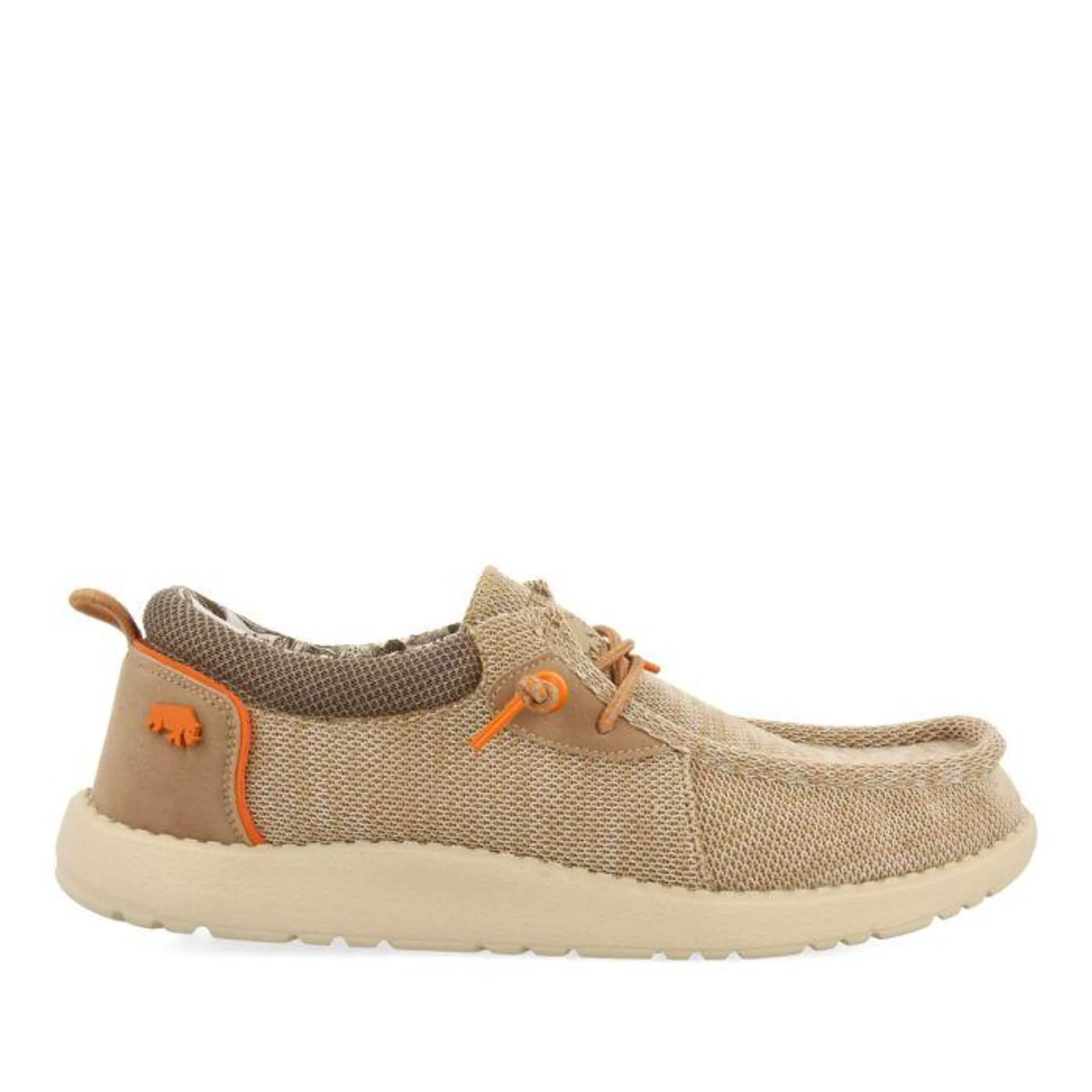 BEIGE WALLABEES STYLE MOCCASINS WITH ORANGE ACCENTS FOR MEN TREILLES