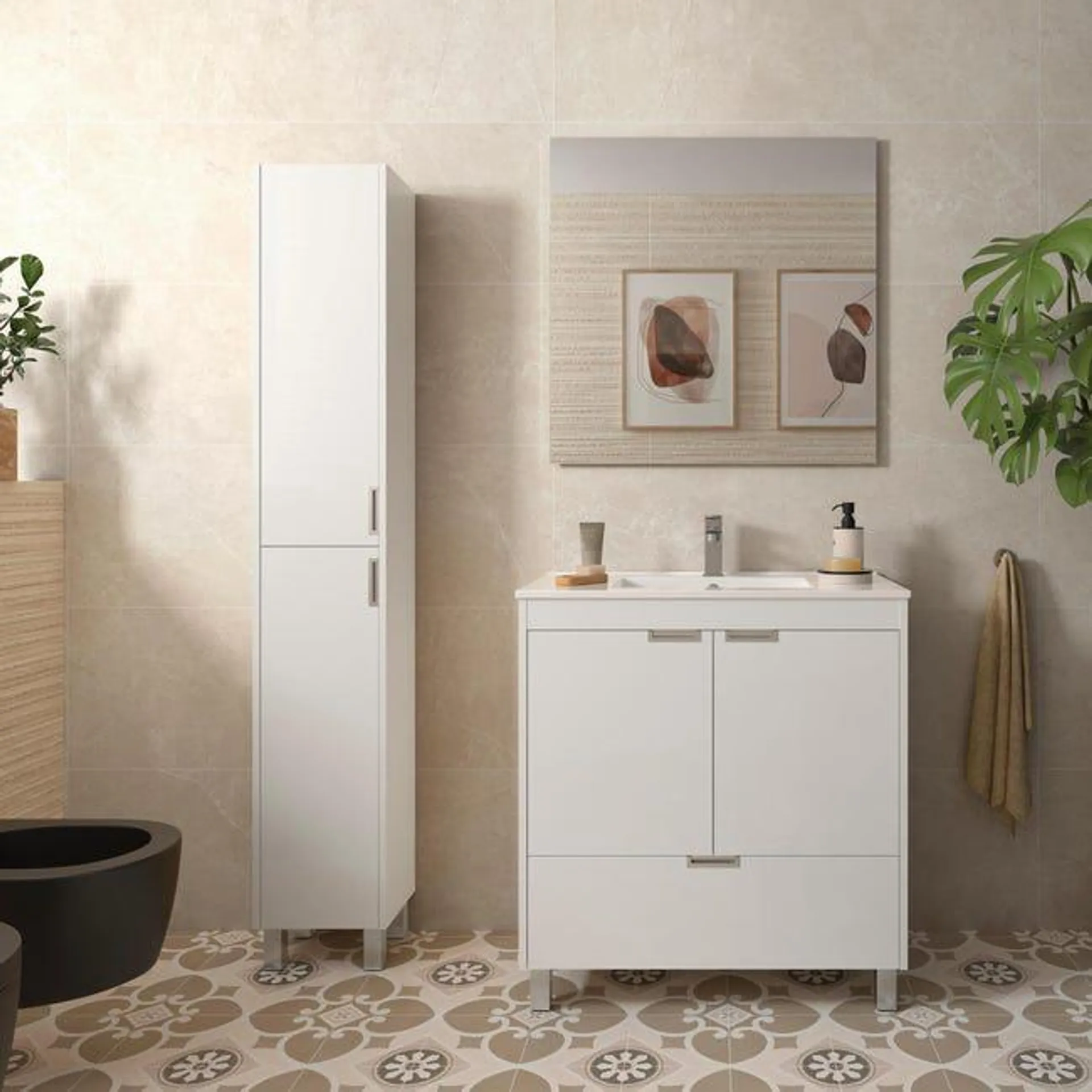 Mueble de baño con lavabo Carlotta blanco 80x45 cm Ver detalles del producto