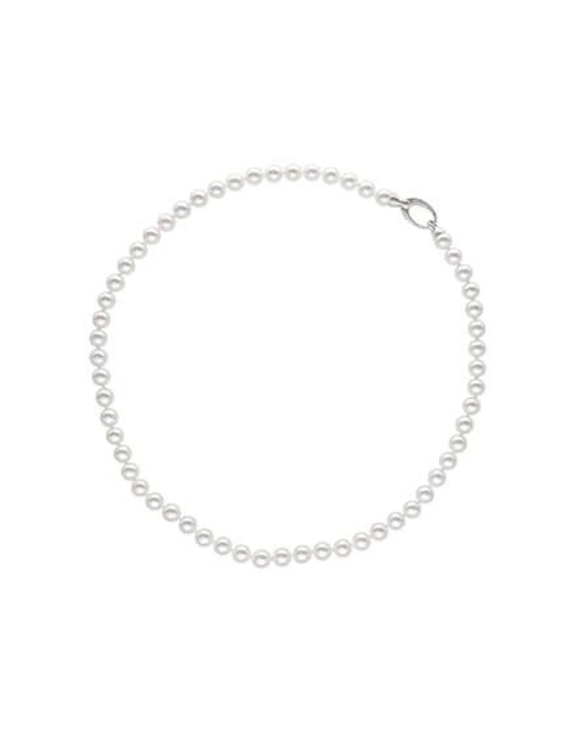 Collar plata Lyra con perlas blancas 6mm 45cm
