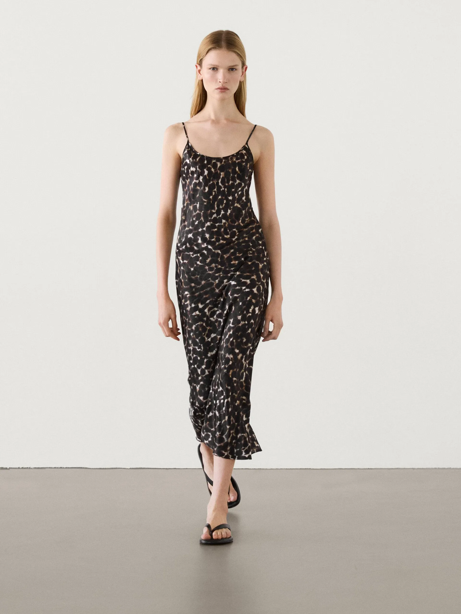 Vestido midi tirantes animal print