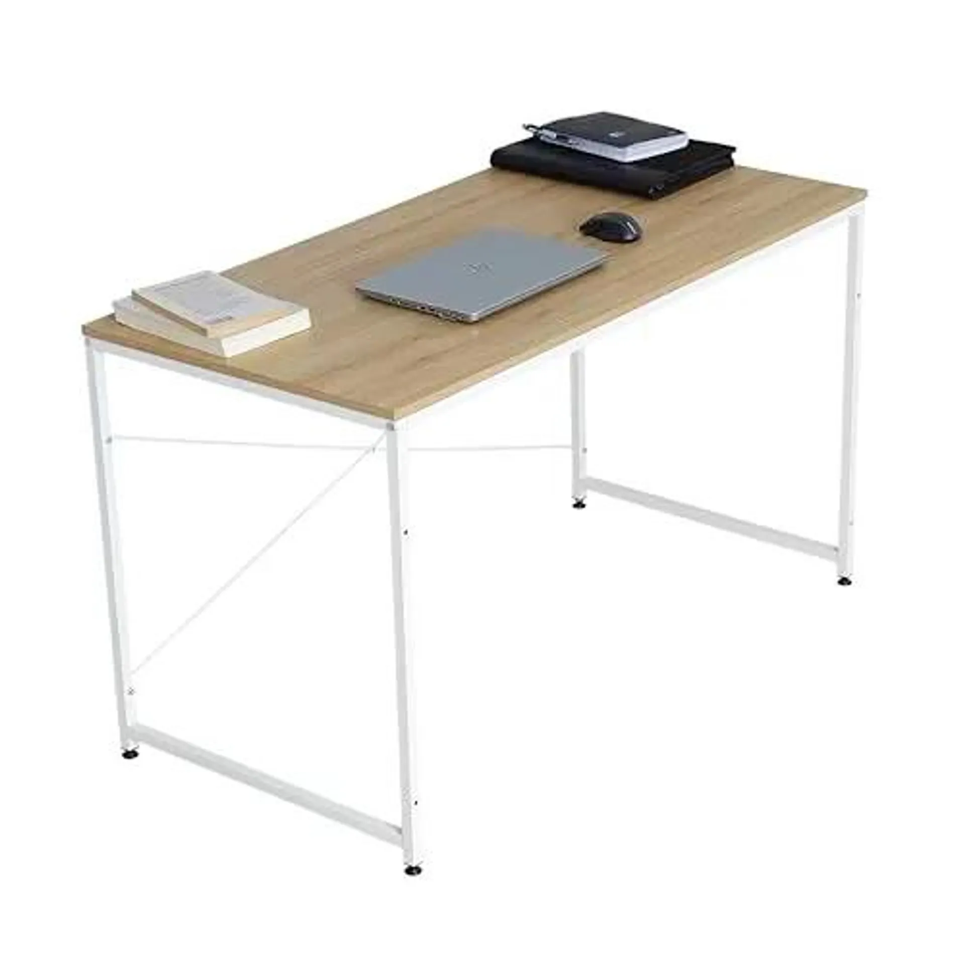 Escritorio de Ordenador, 120 x 60 cm Escritorio de Estudio para Oficina en Casa, Mesa Escritorio Moderno con Estructura Metálica (Taupe)