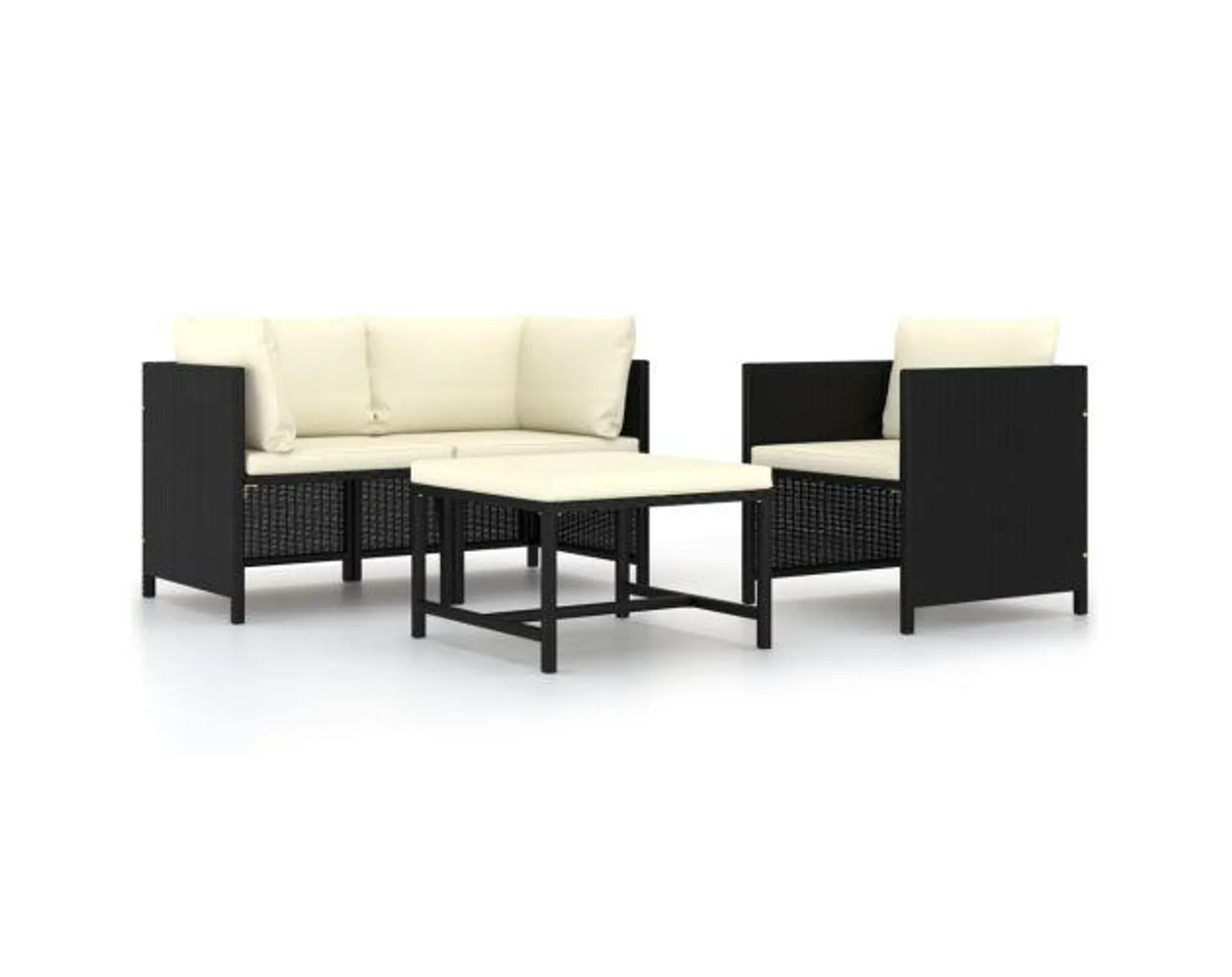 vidaXL set de sofás de jardín 4 pzas y cojines ratán sintético negro