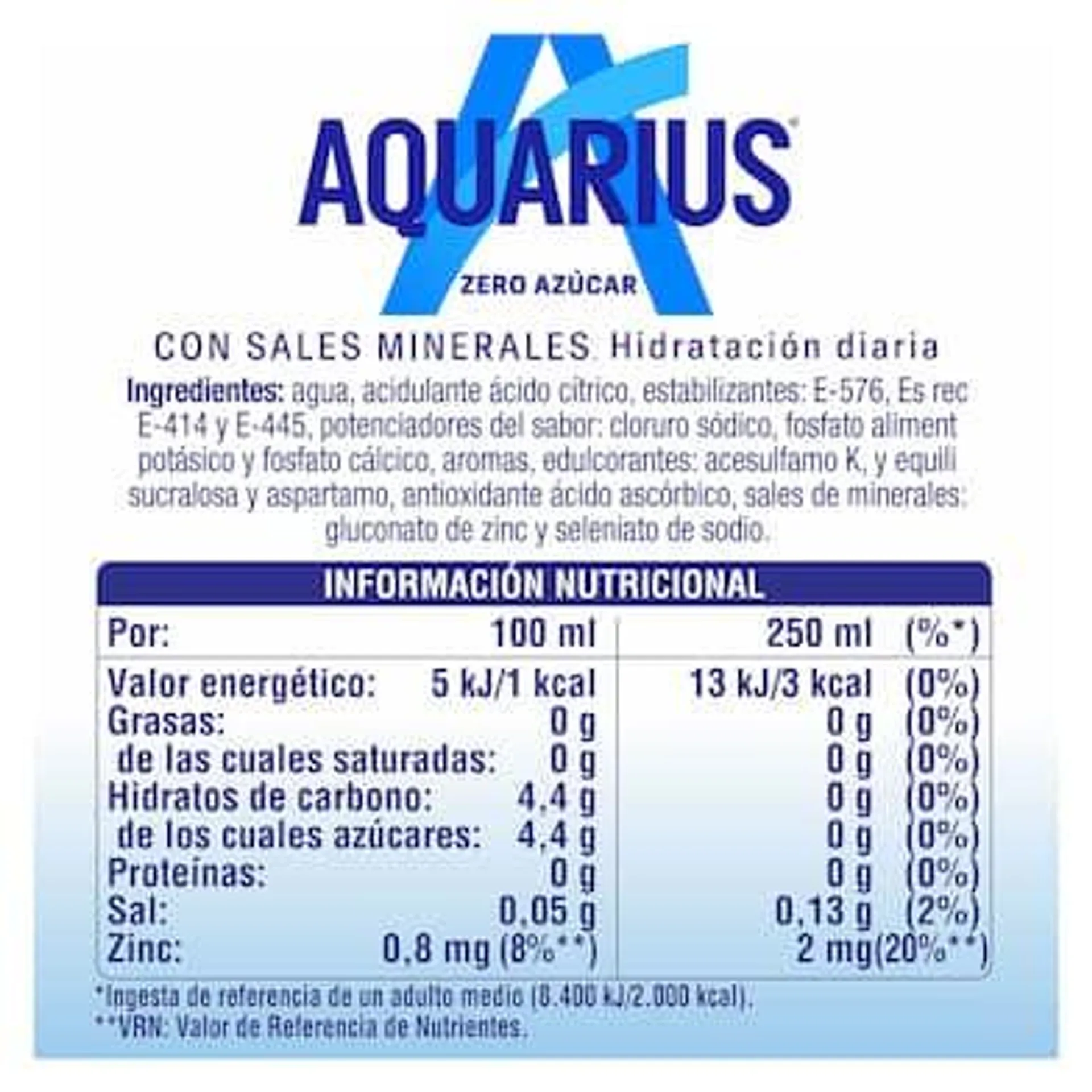 Bebida refrescante de limón zero azúcar Aquarius botella 1.5 l