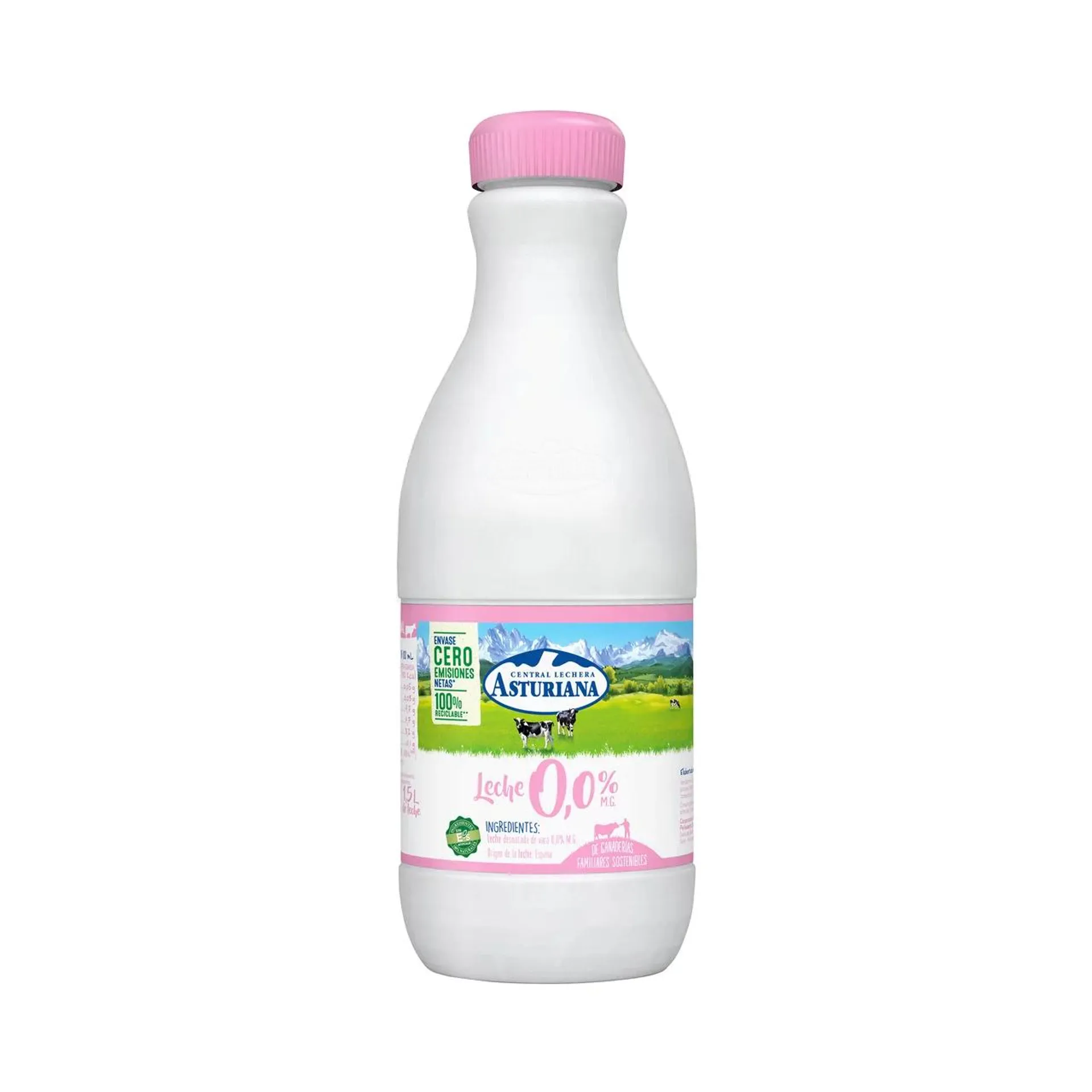 CENTRAL LECHERA ASTURIANA Leche desnatada (0,0% materia grasa) de vaca, de origen española 1.5l.