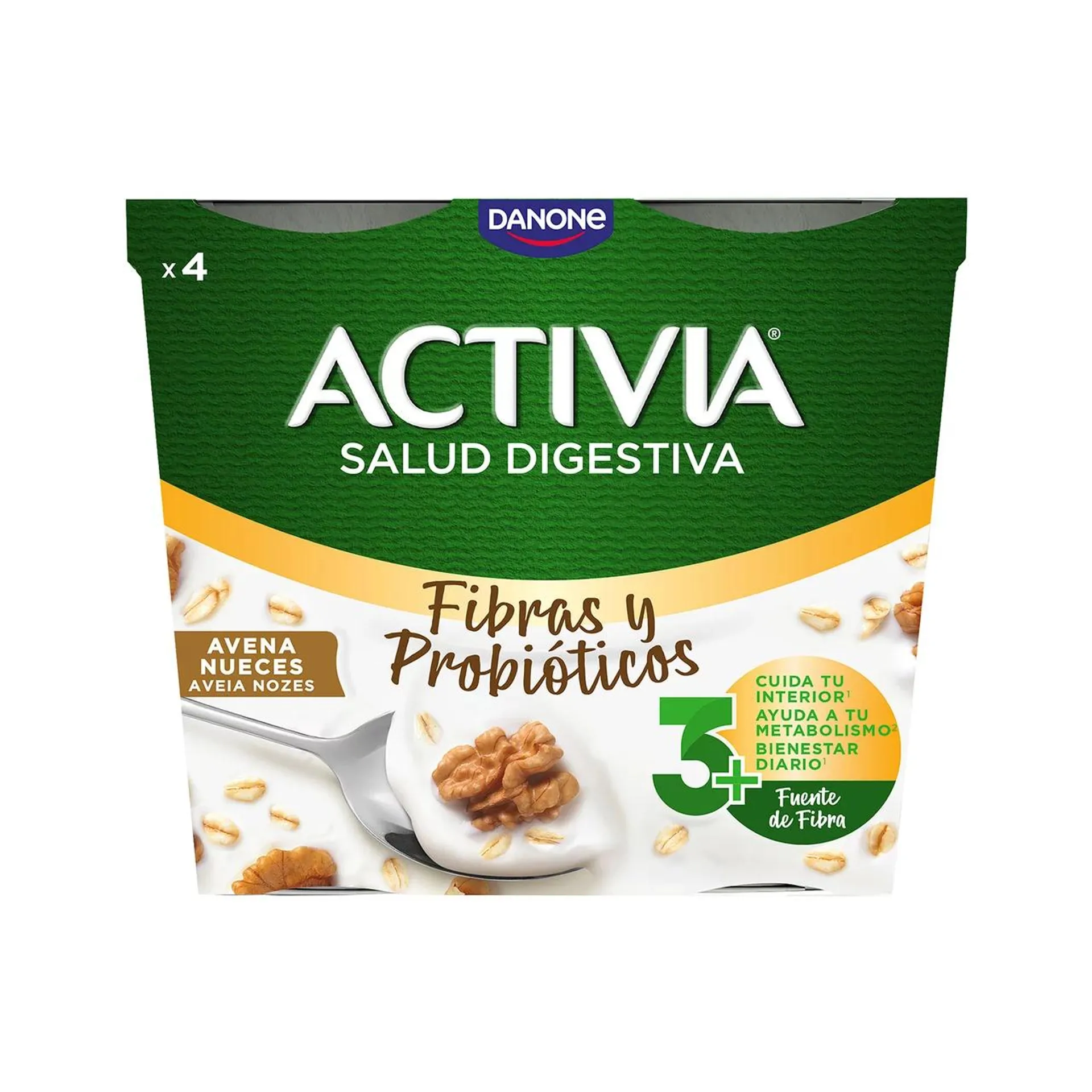 ACTIVIA Bífidus con avena y nueces de Danone 4 x 115 g.