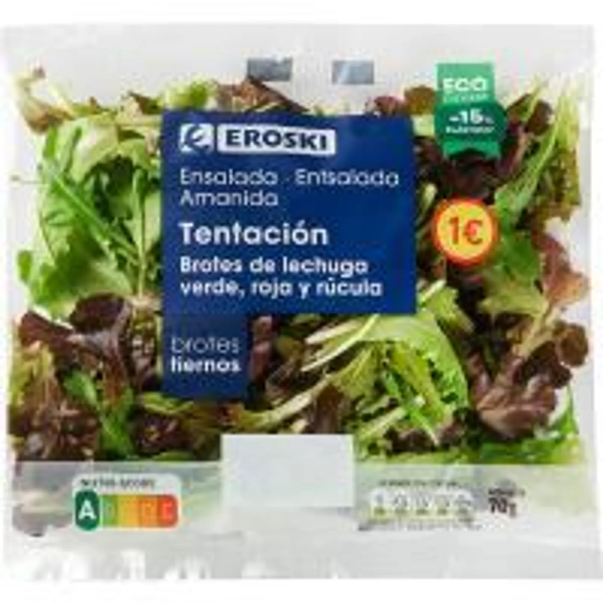 Ensalada de brotes tentación EROSKI, bolsa 70 g