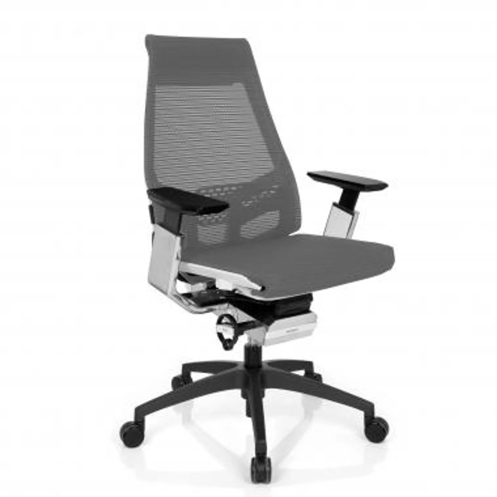 Silla de oficina ergonómica Genious white, brazos 4D - Blanco/Gris