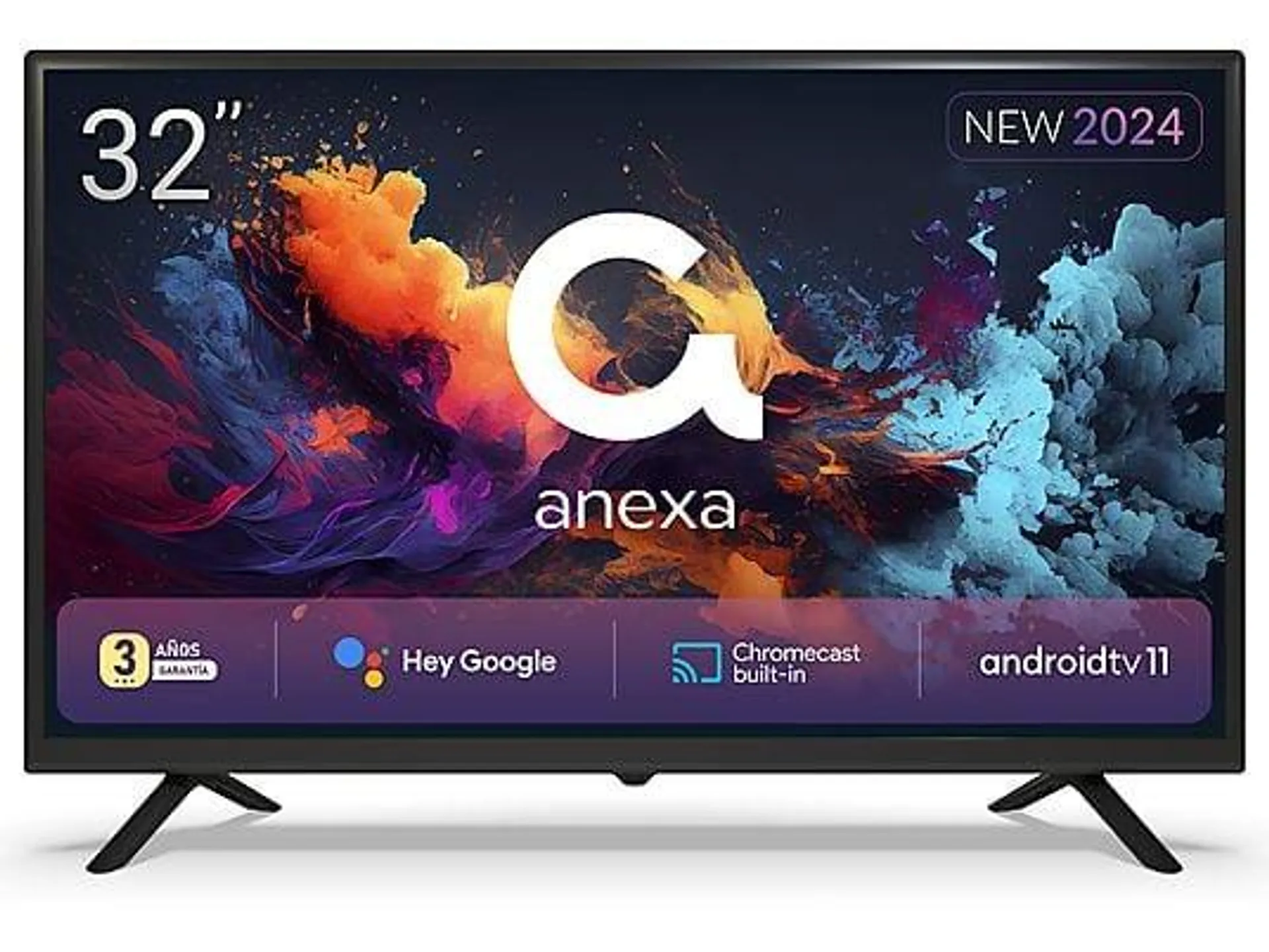 TV DLED 32" - ANEXA SMART32C01HG Google Assistant, HD, Arm Cortex A55x4, Smart TV, DVB-T2 (H.265), Negro