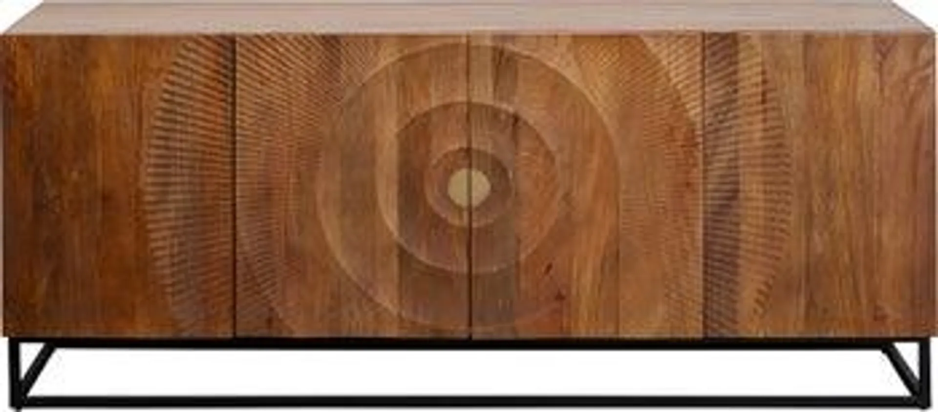 Arcón de madera de cuatro puertas base boho negro 177x75 cm