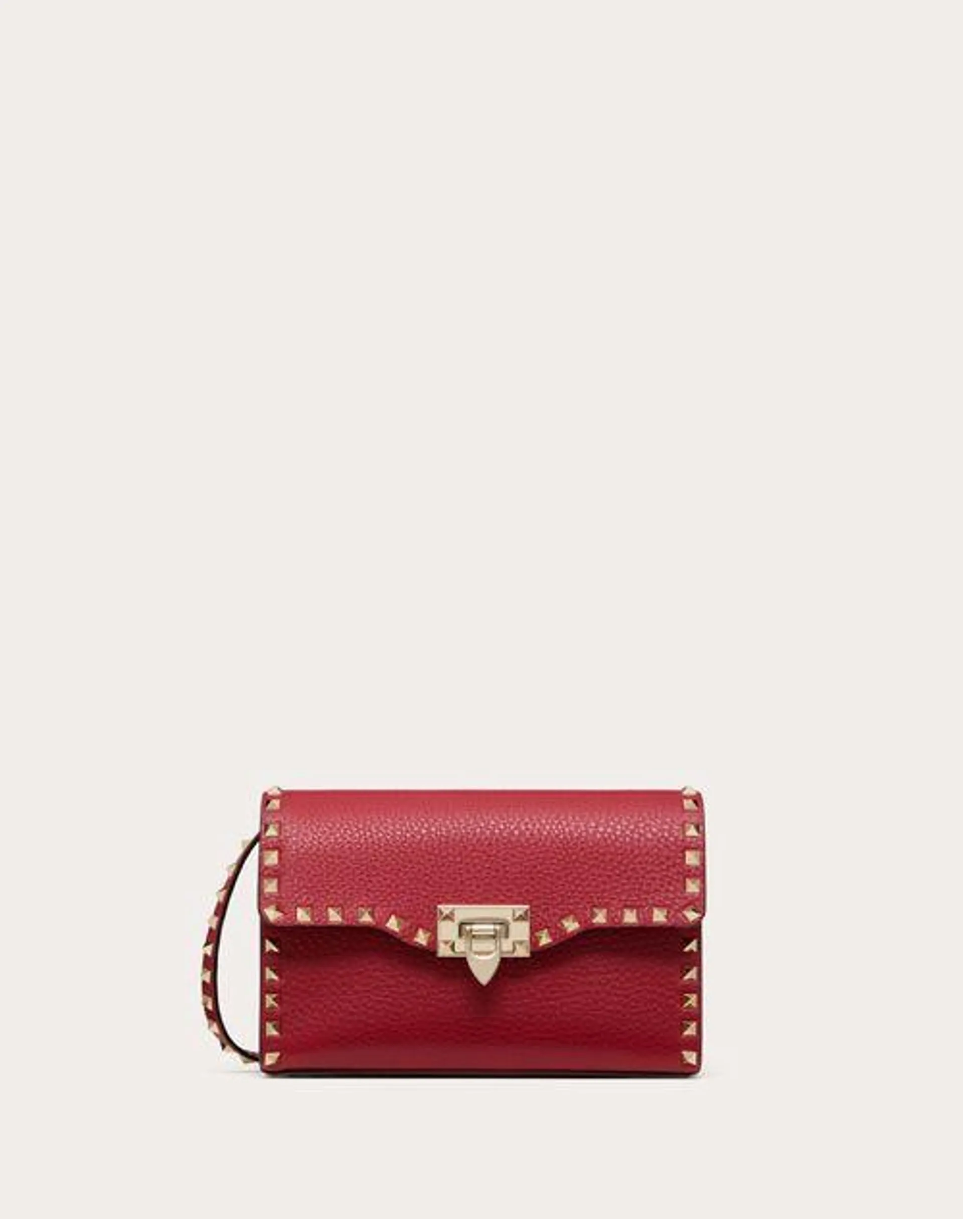 BOLSO BANDOLERA PEQUEÑO ROCKSTUD DE PIEL DE BECERRO GRANULADA