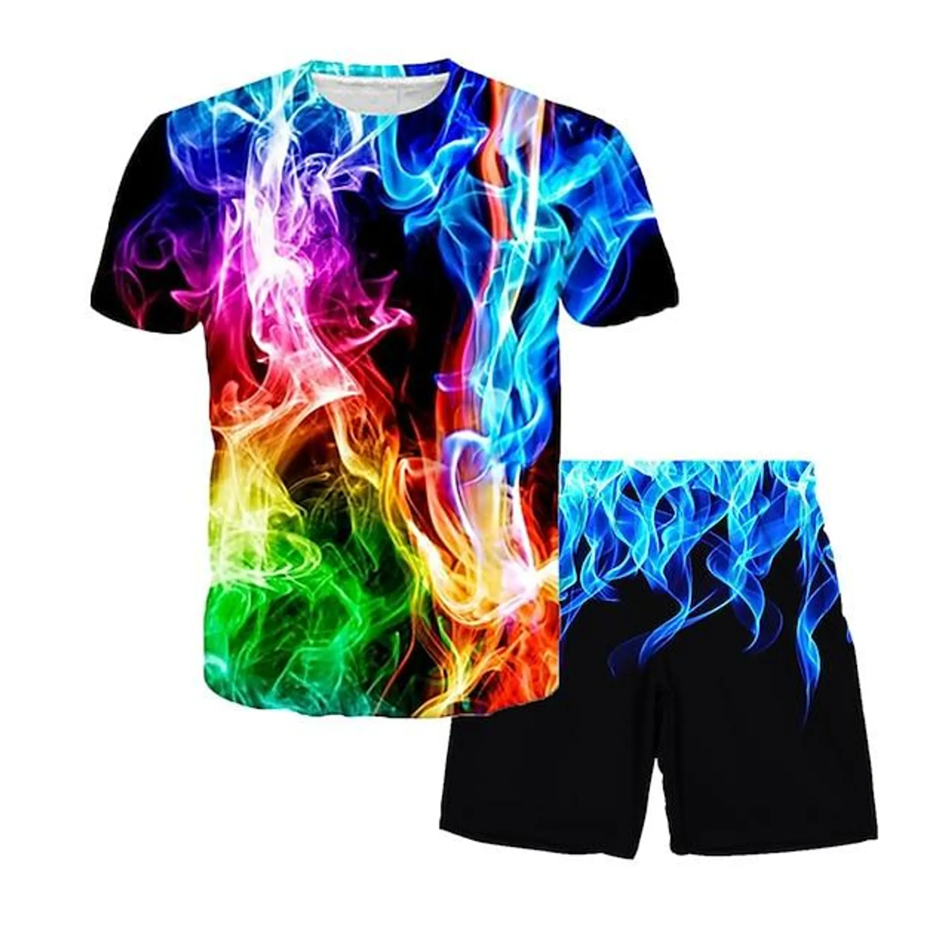 Chico 3D Graphic Camiseta y Bermudas Conjunto de Ropa Manga Corta Verano Primavera Deportes Moda Fresco Poliéster Niños 3-13 años Exterior Calle Deportes Ajuste regular