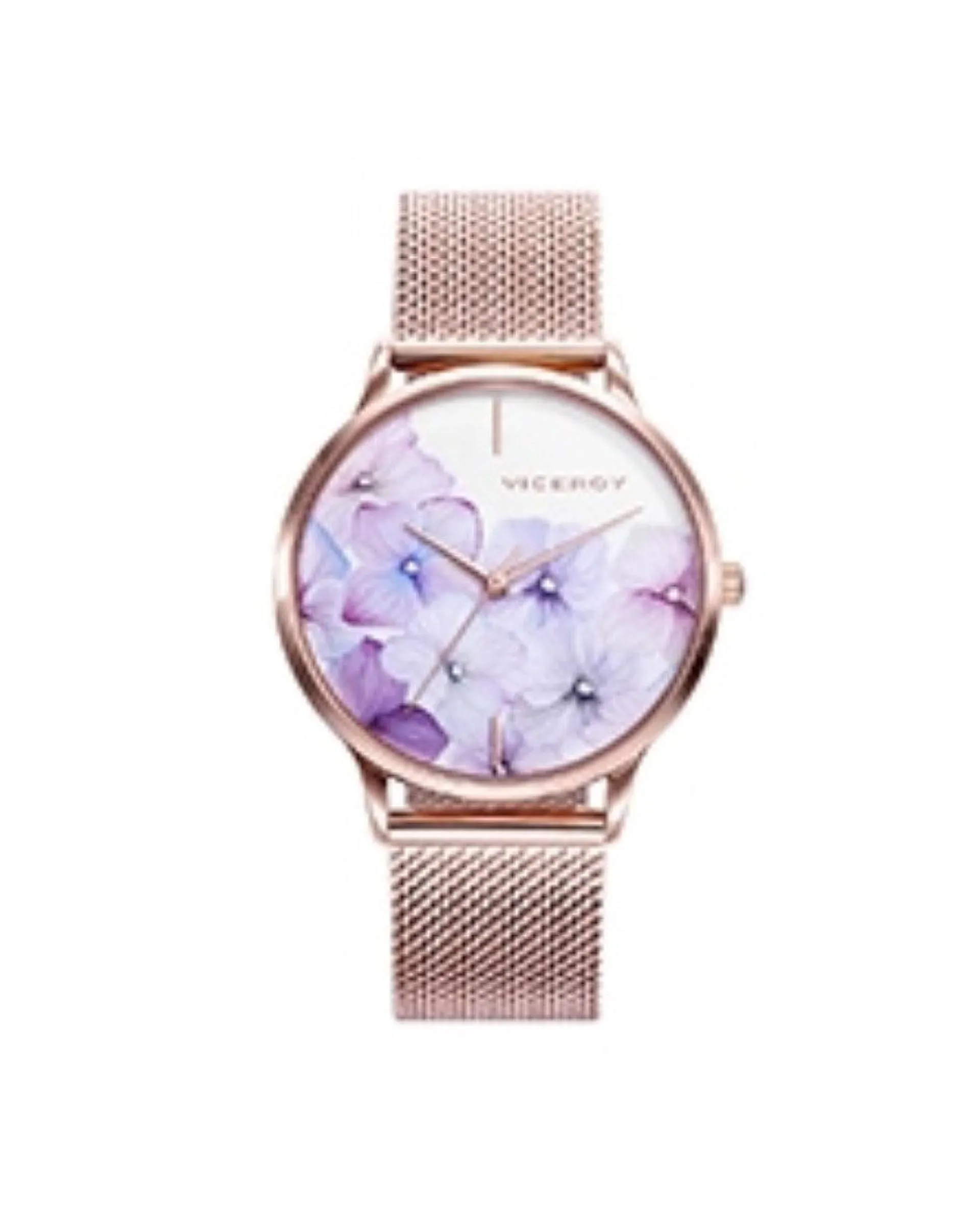 Reloj de mujer Kiss 3 agujas de acero IP rosa y malla milanesa