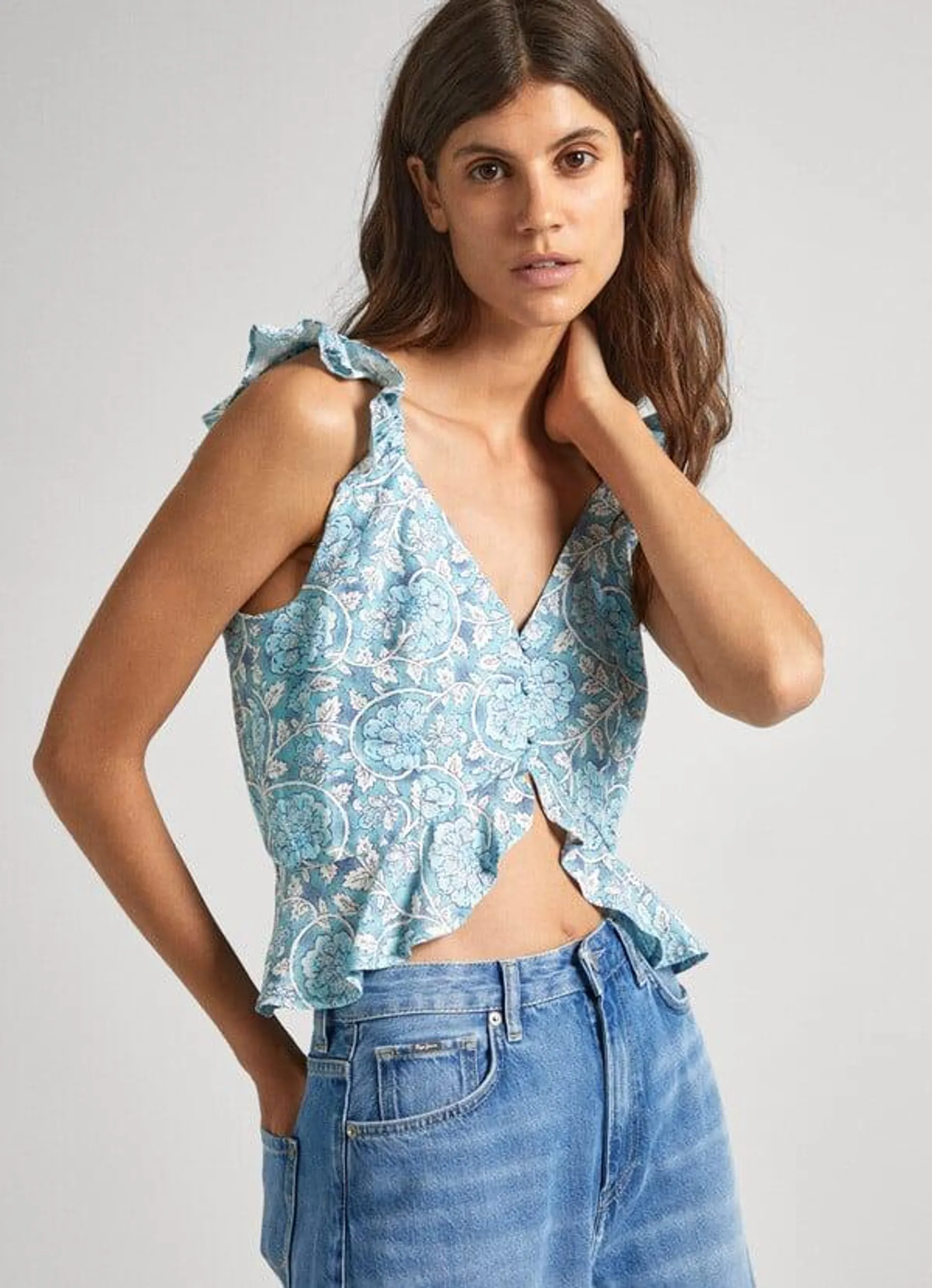 top de lino estampado floral