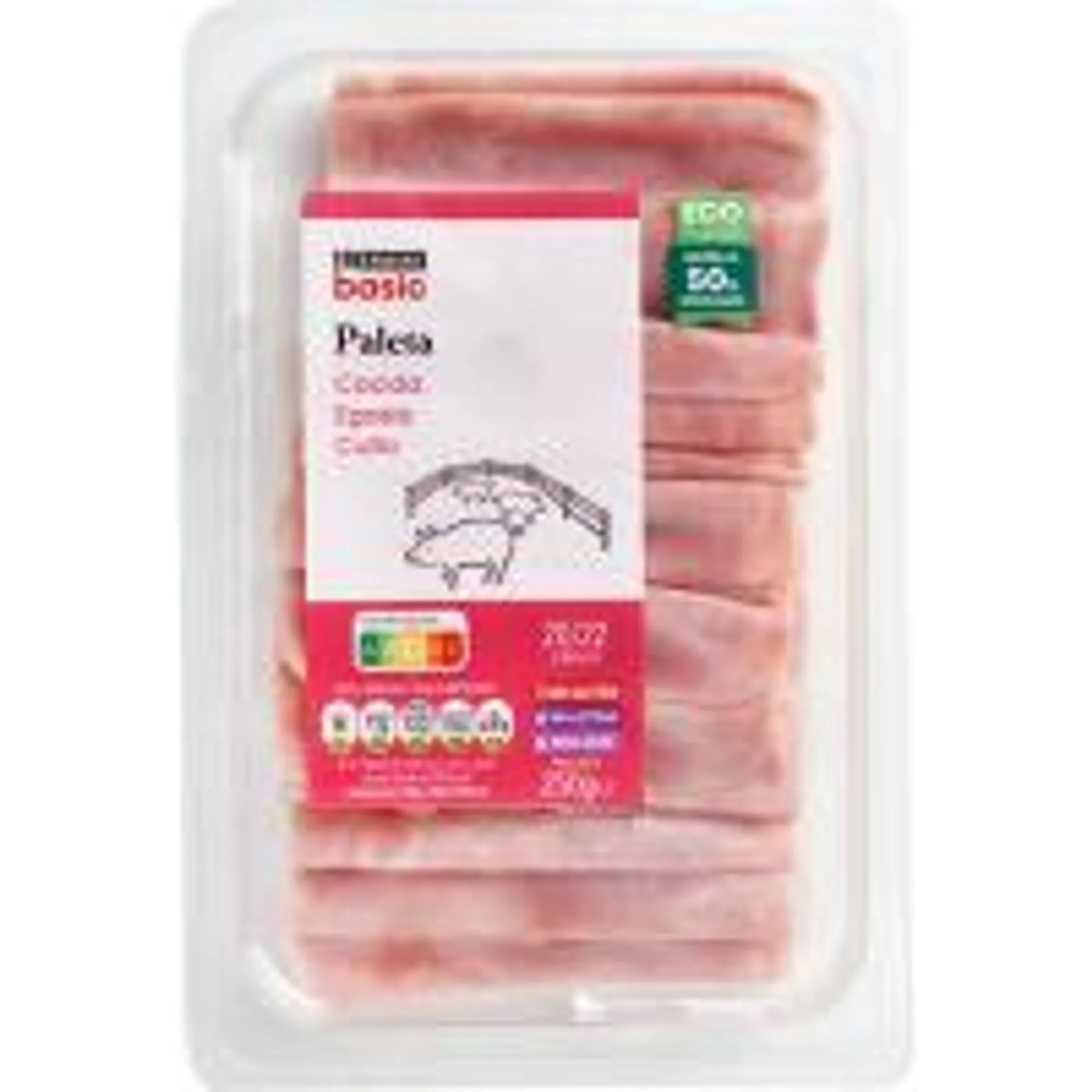 Paleta cocida lonchas finas EROSKI basic, bandeja 250 g