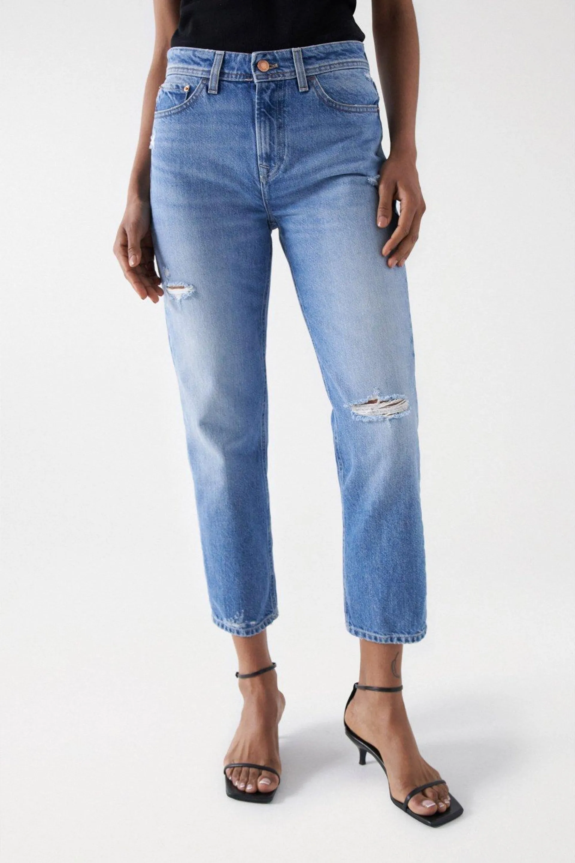 VAQUEROS TRUE CROPPED SLIM CON ROTOS