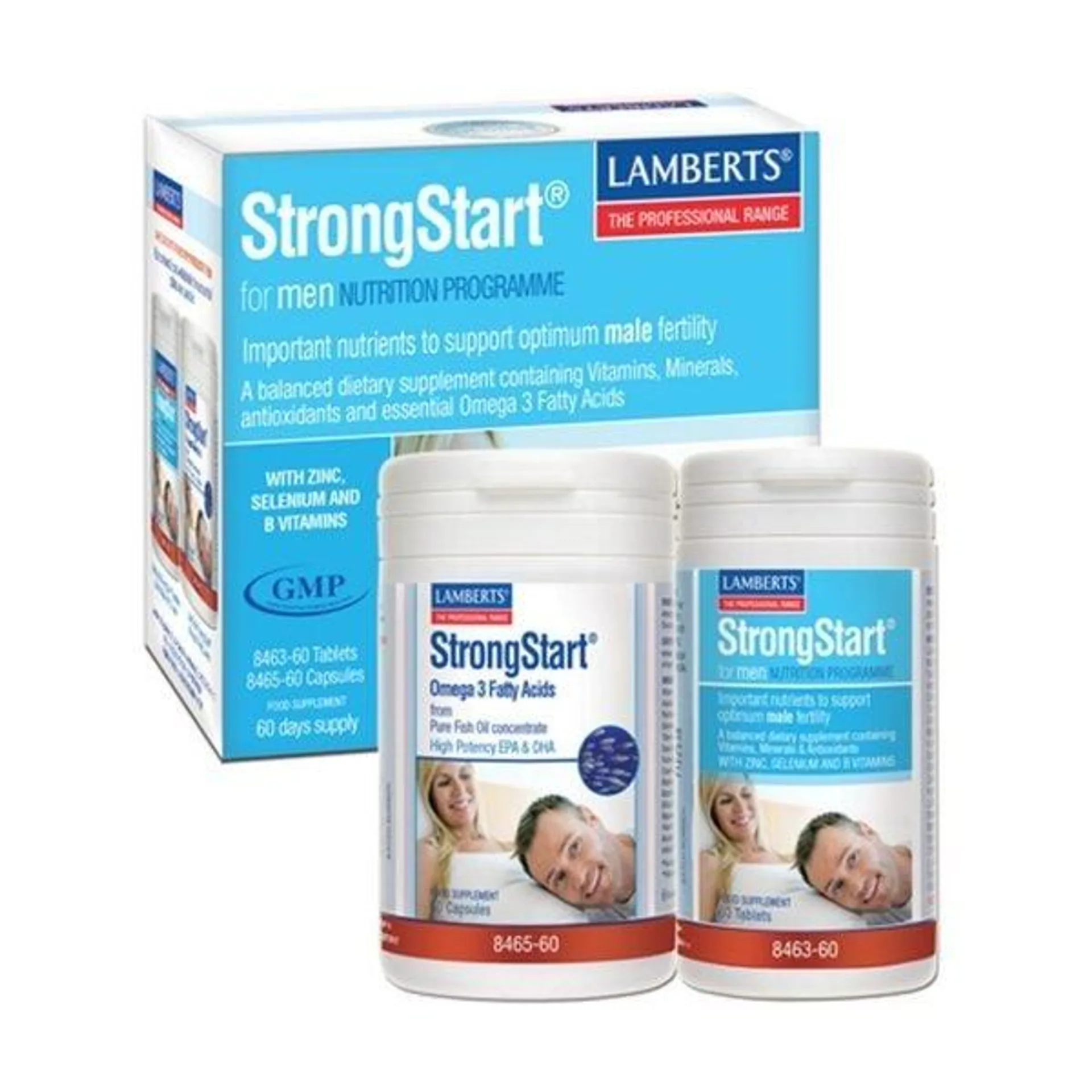 StrongStart® para Hombres con Vitaminas y Minerales más Omega 3 – Lamberts