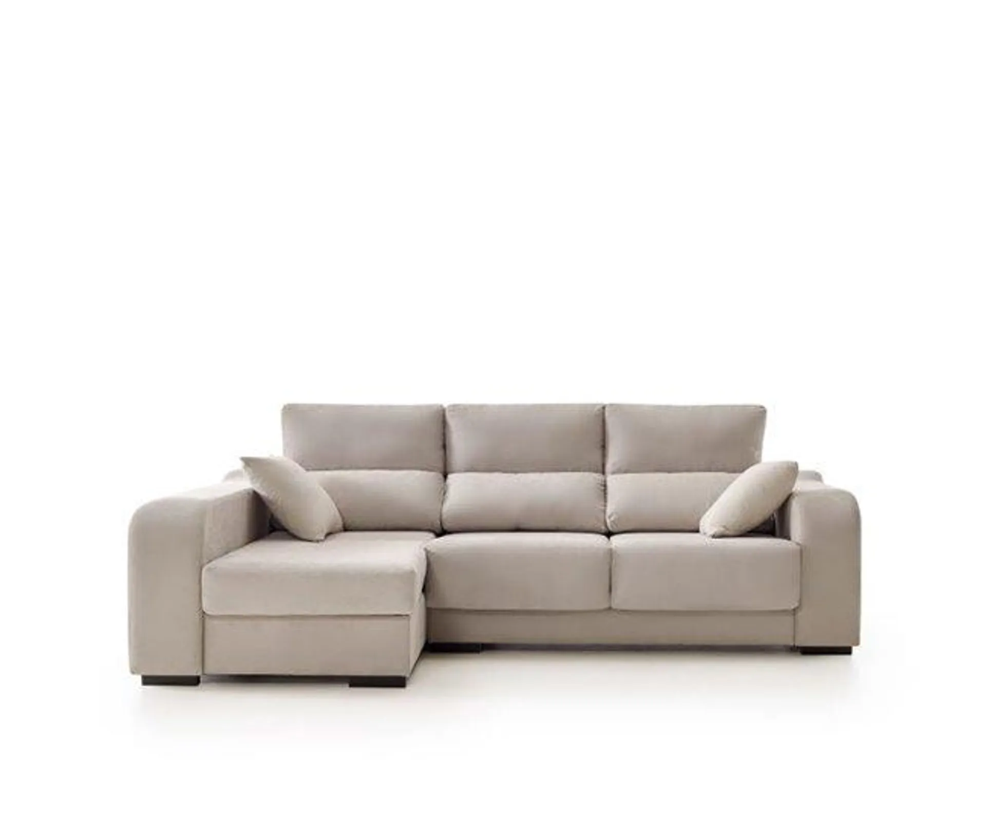 Sofá Chaiselongue Zafiro 3 Plazas Tela Antimanchas Izquierda Color Beige