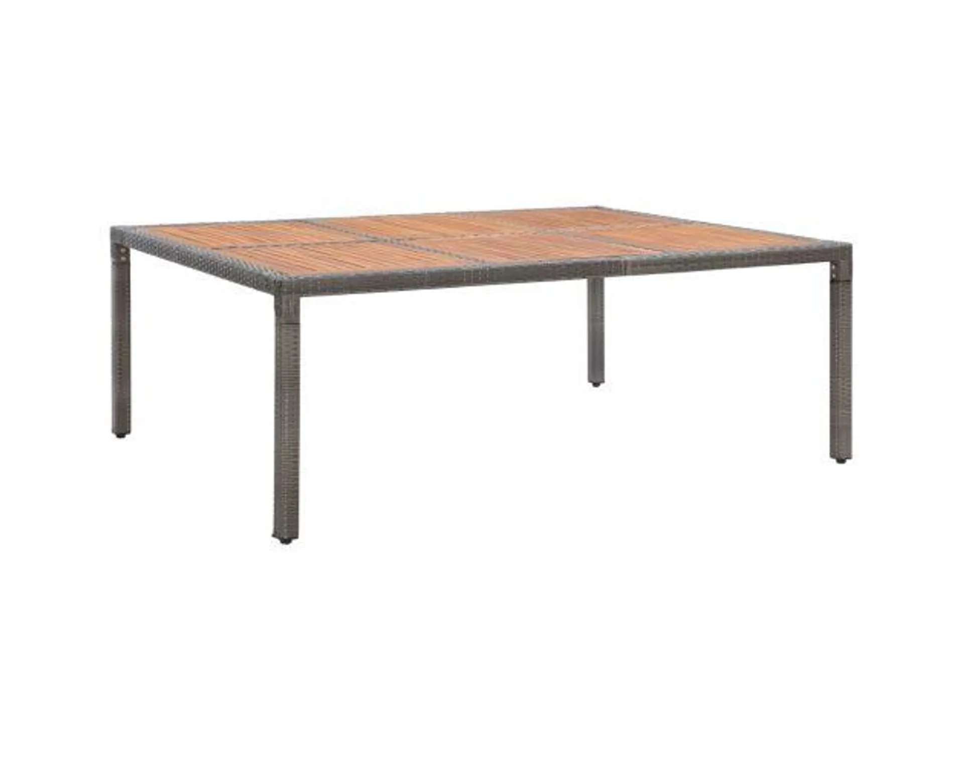 vidaXL mesa de jardín ratán pe y madera de acacia gris 200x150x74 cm