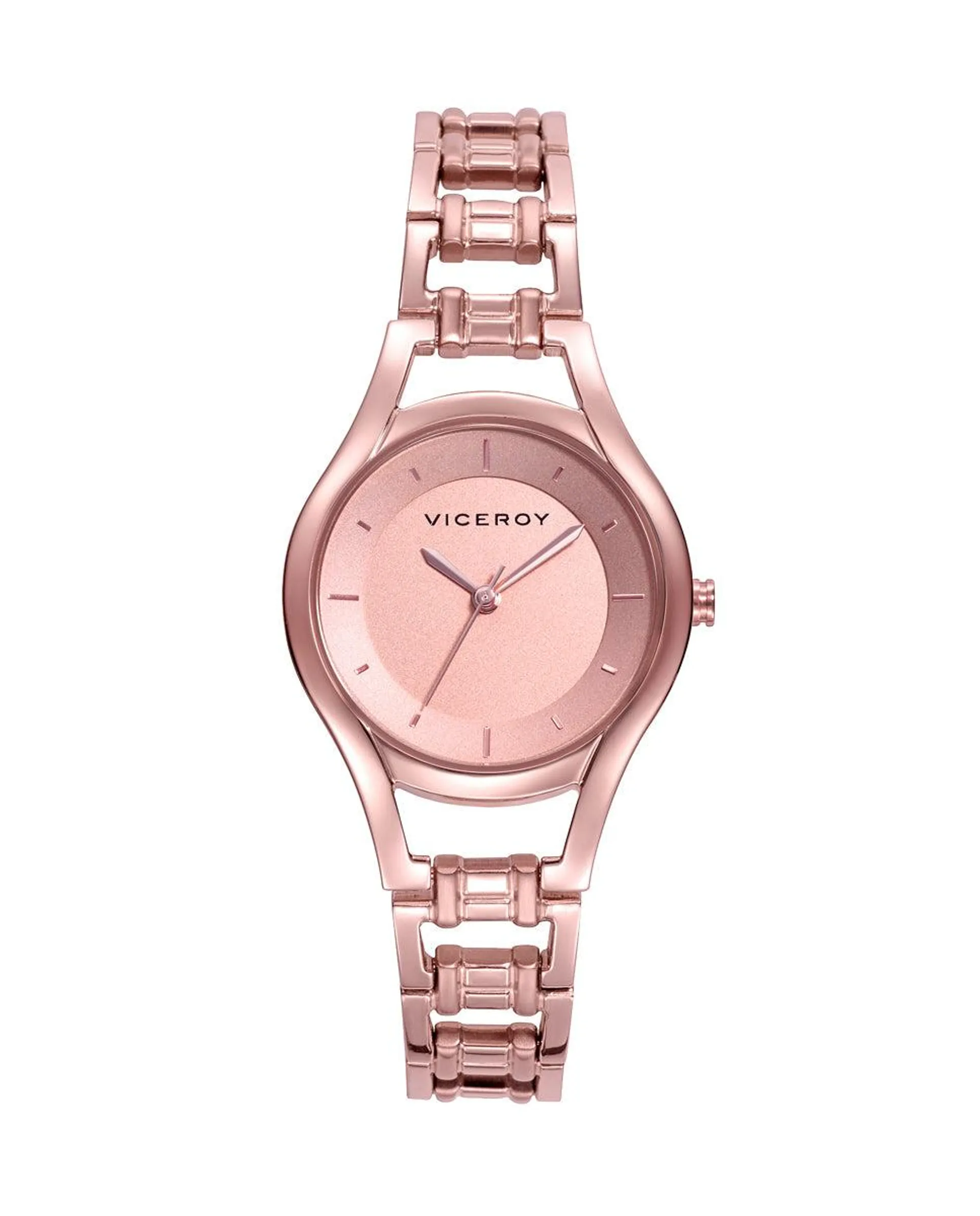 Reloj de mujer Air tres agujas de acero Ip rosa y esfera rosa