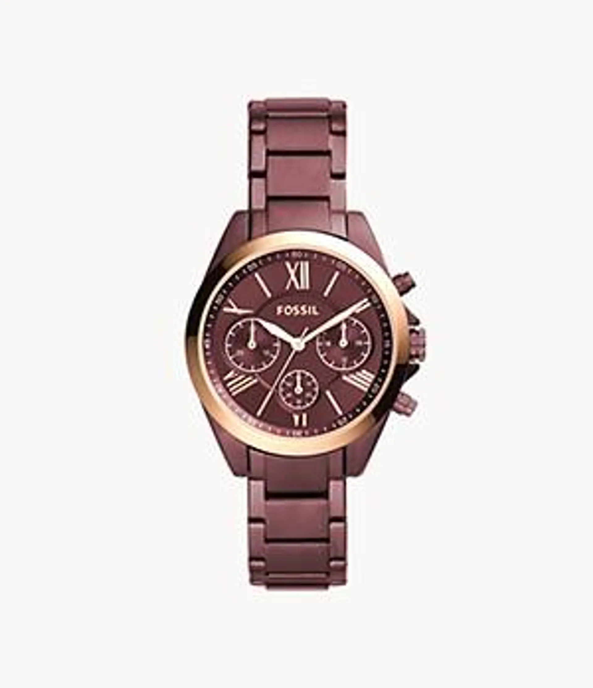 Reloj Modern Courier mediano de acero inoxidable color vino con cronógrafo