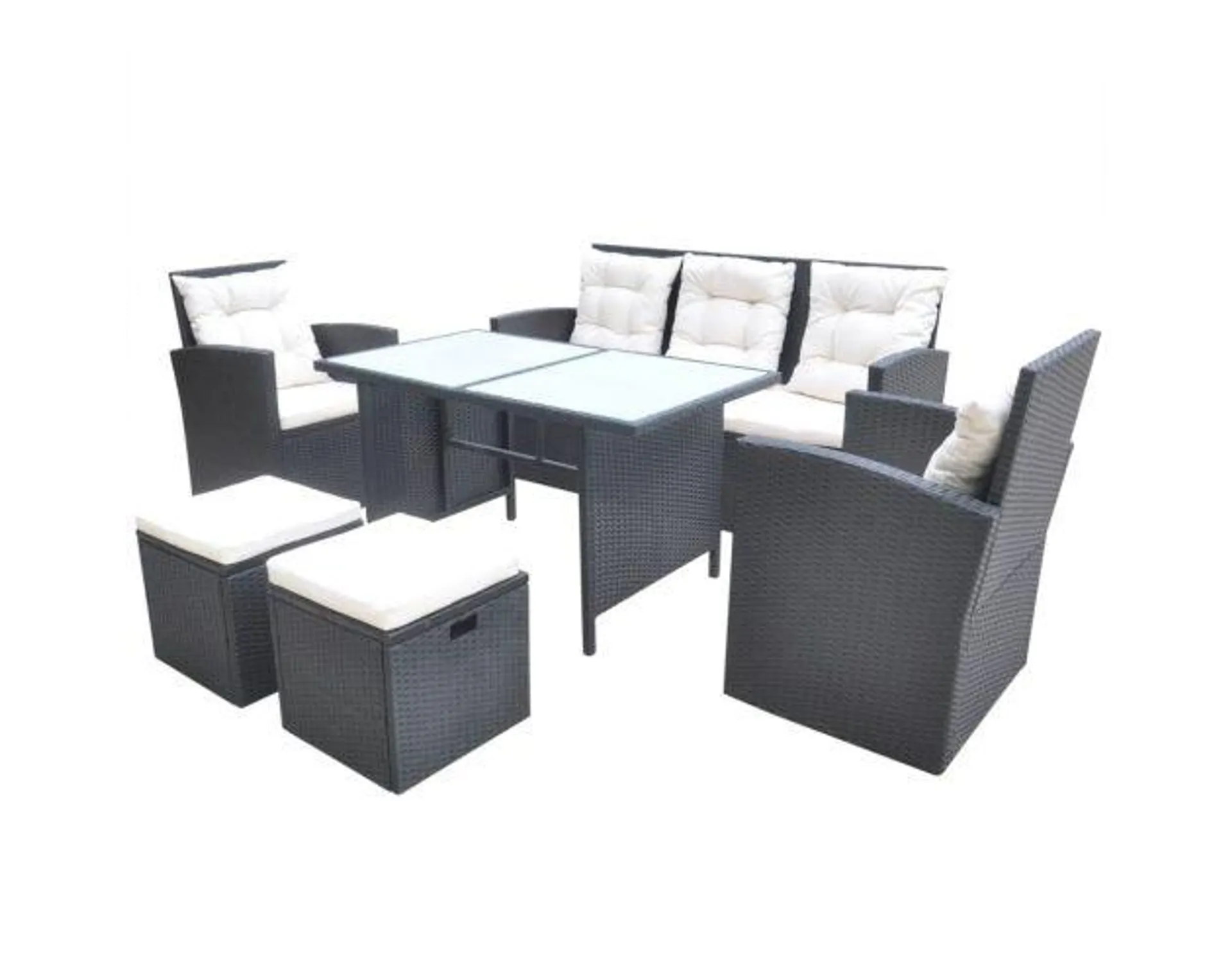 vidaXL set comedor de jardín 6 piezas y cojines ratán sintético negro